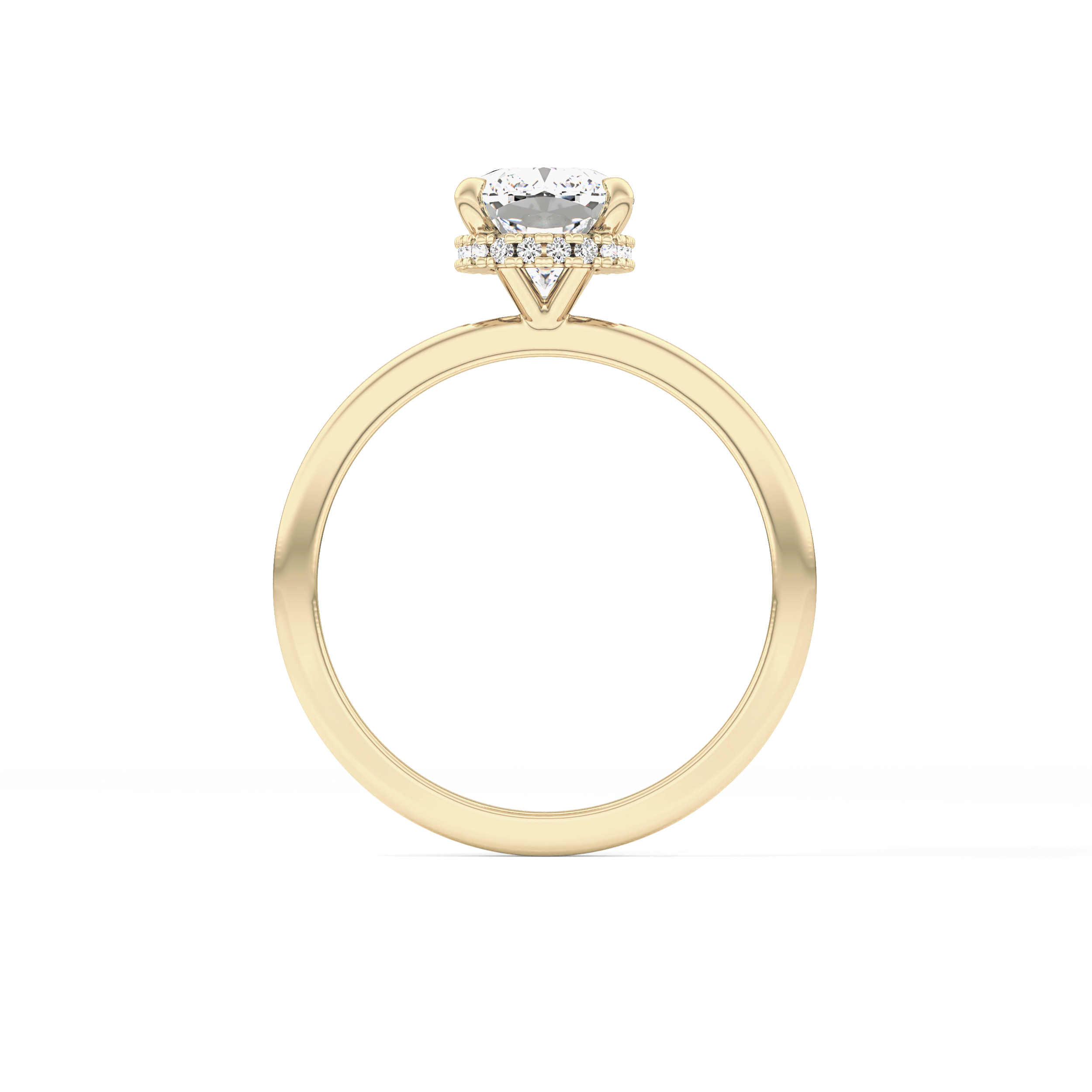 Cushion Hidden Halo Lab Grown Diamond Engagement Ring