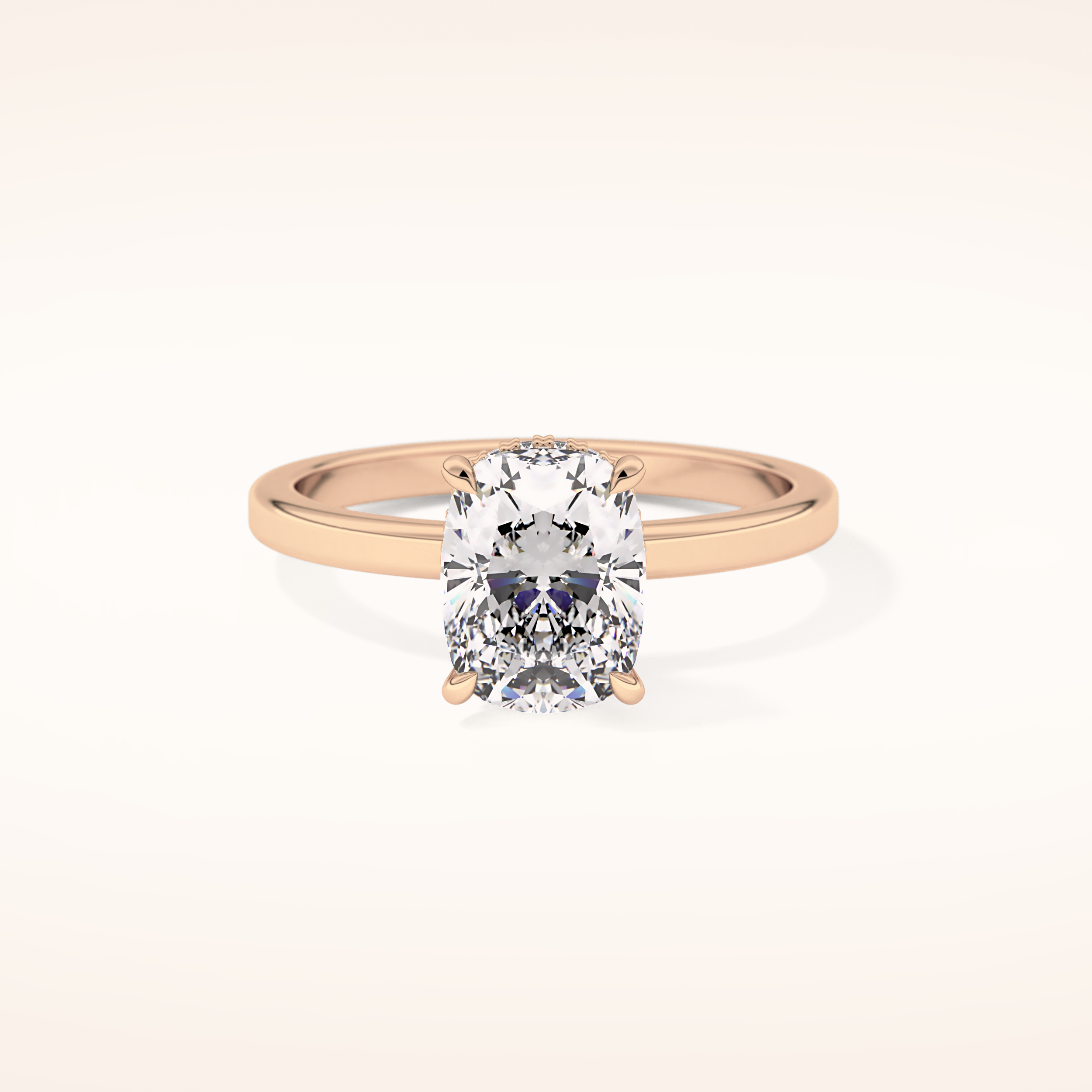 1.94 CT Cushion Shaped Hidden Halo Moissanite Engagement Ring