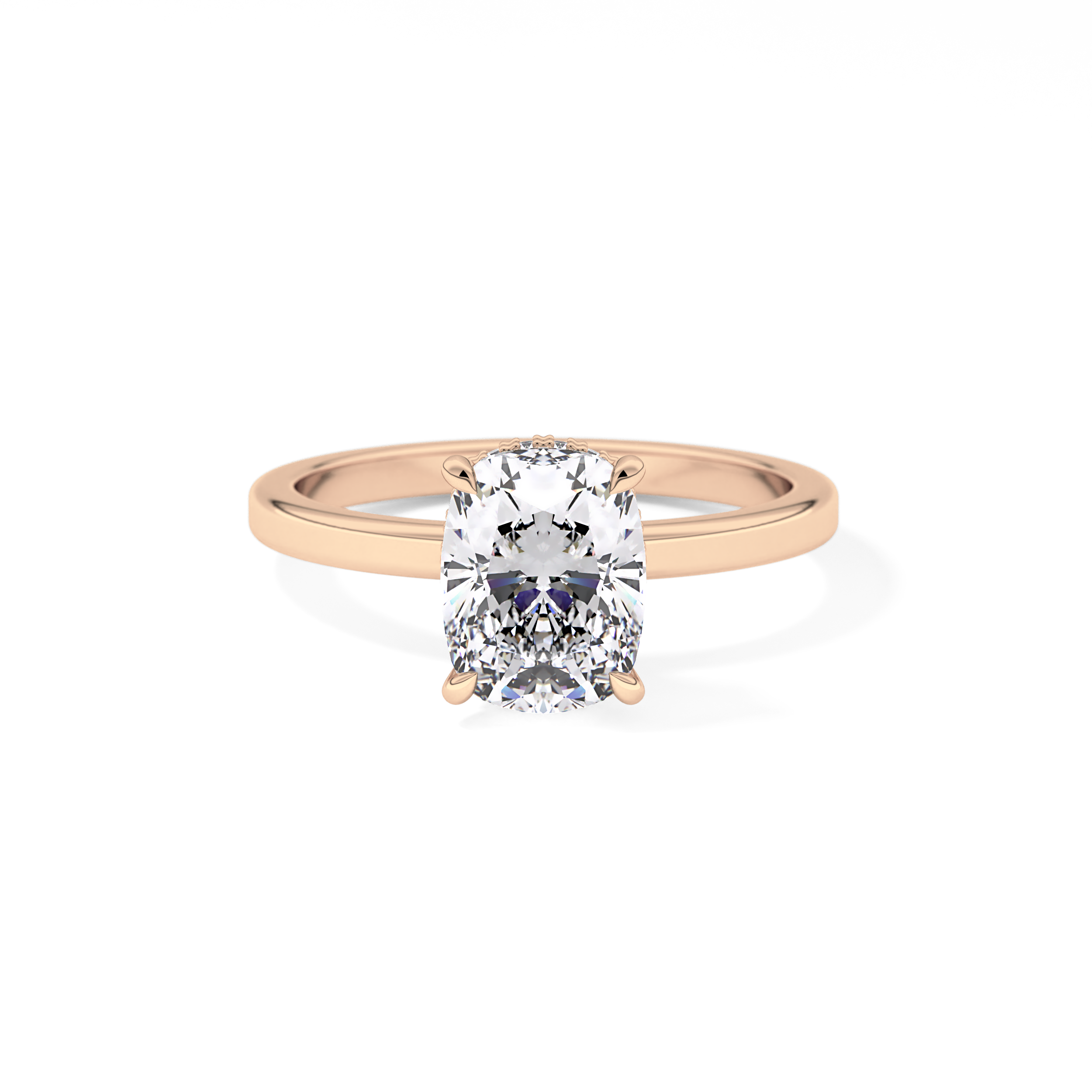 Cushion Hidden Halo Lab Grown Diamond Engagement Ring