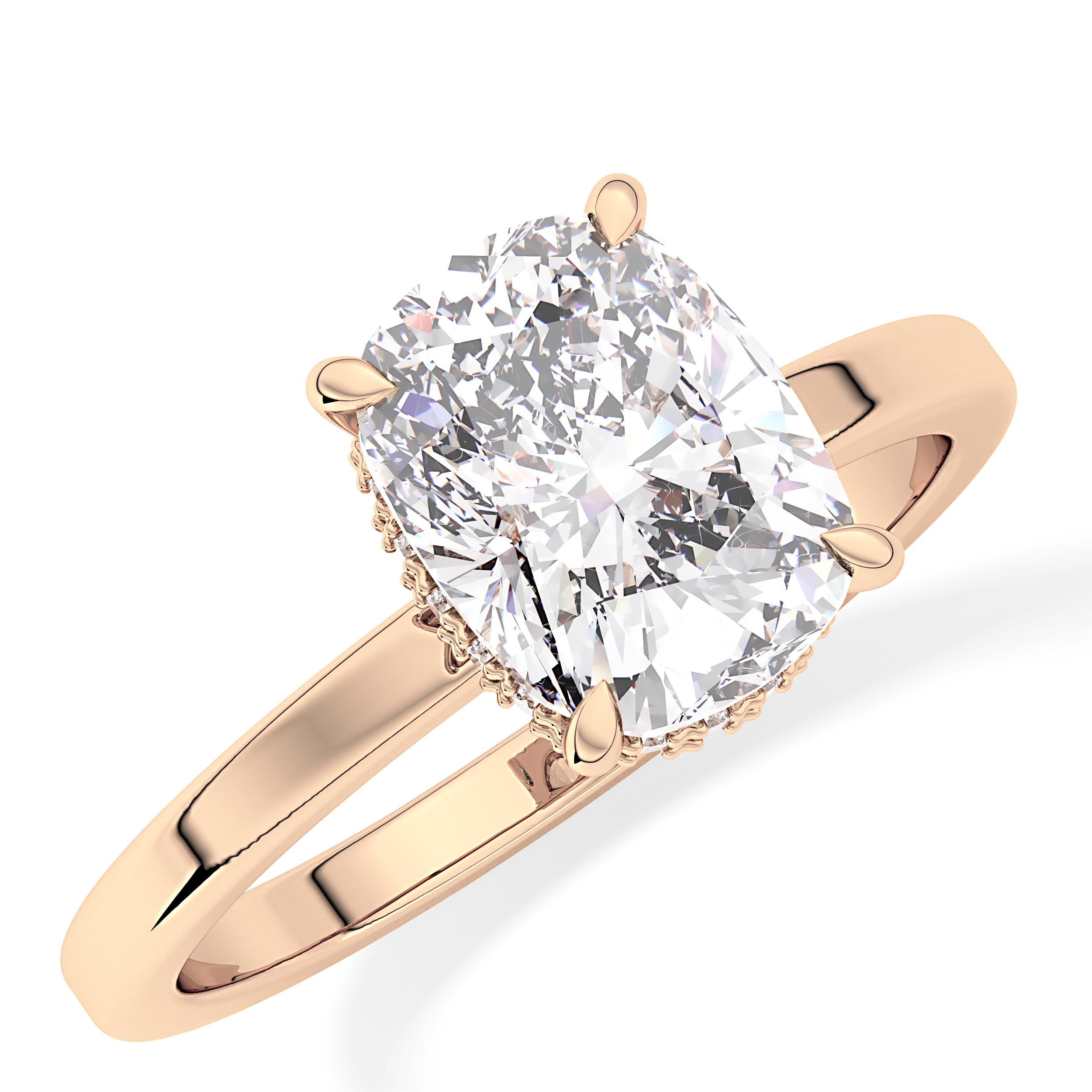 Cushion Hidden Halo Lab Grown Diamond Engagement Ring