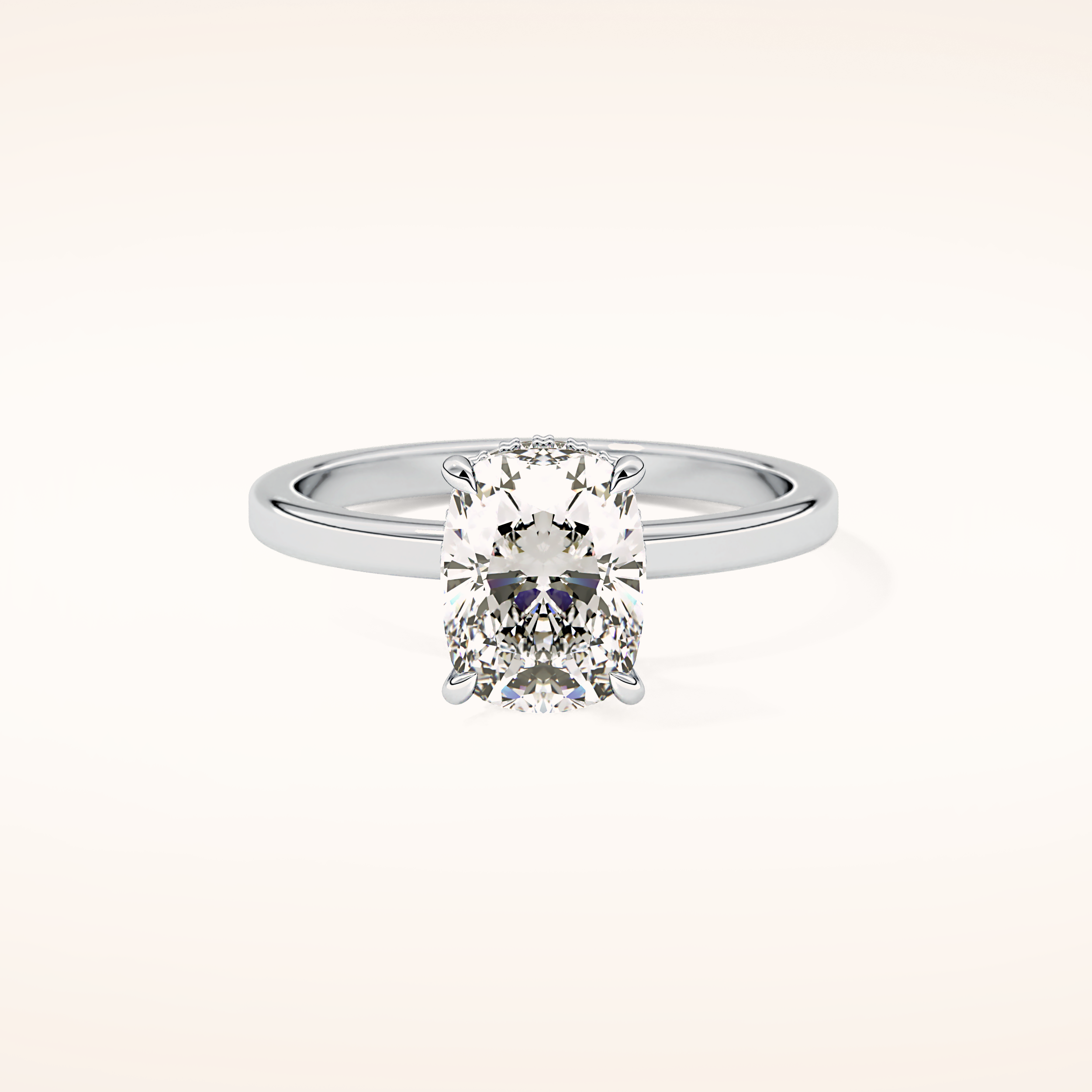 1.94 CT Cushion Shaped Hidden Halo Moissanite Engagement Ring