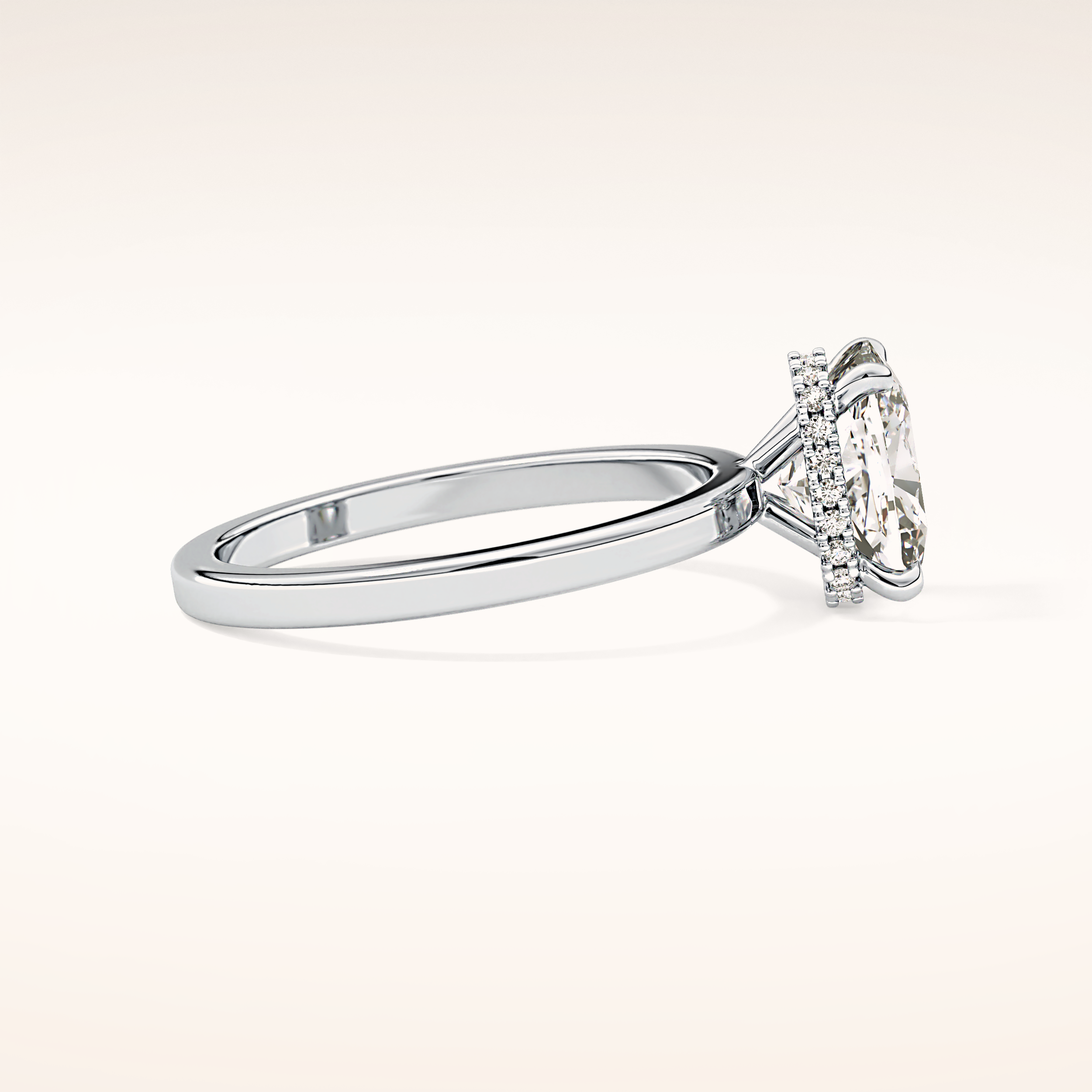 1.94 CT Cushion Shaped Hidden Halo Moissanite Engagement Ring