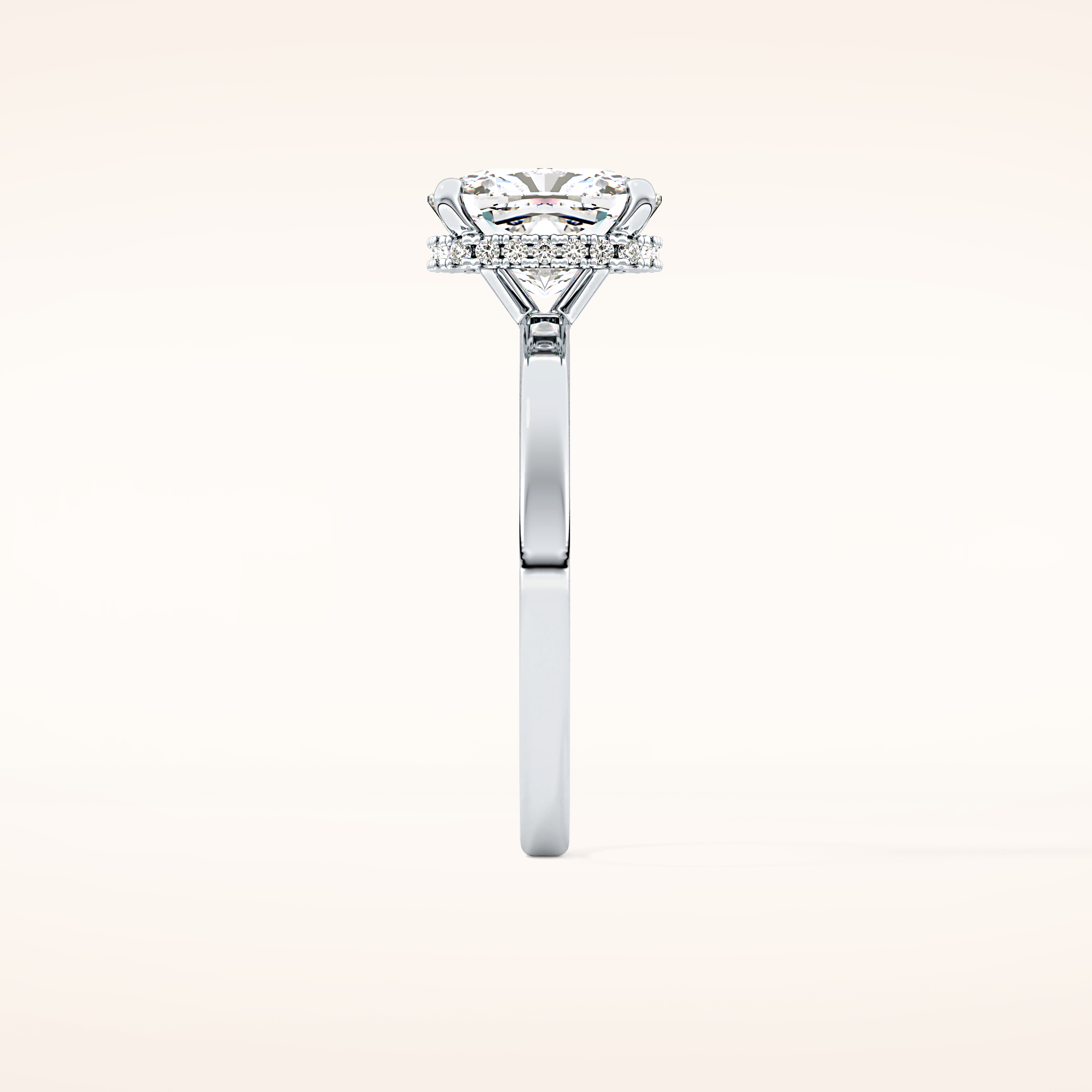 1.94 CT Cushion Shaped Hidden Halo Moissanite Engagement Ring