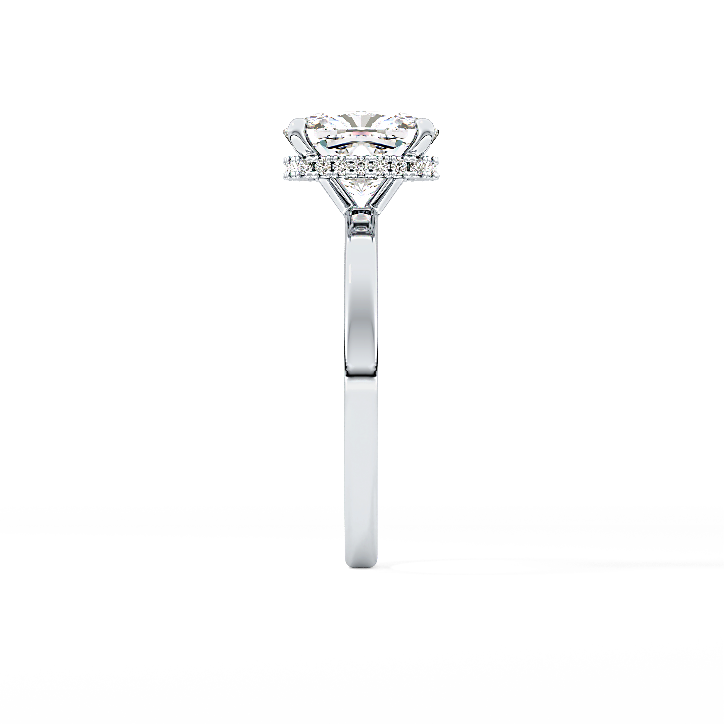 Cushion Hidden Halo Lab Grown Diamond Engagement Ring