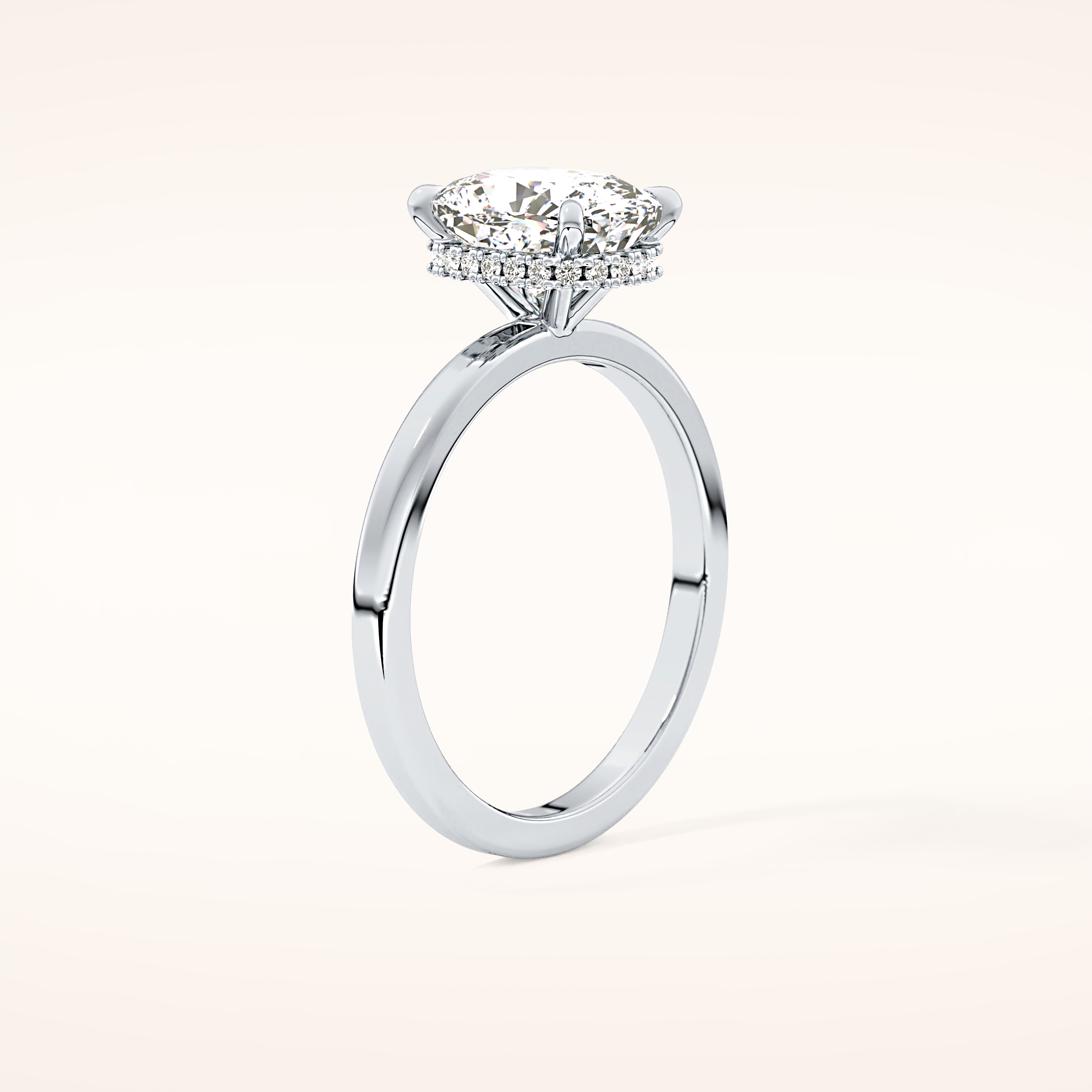 1.94 CT Cushion Shaped Hidden Halo Moissanite Engagement Ring