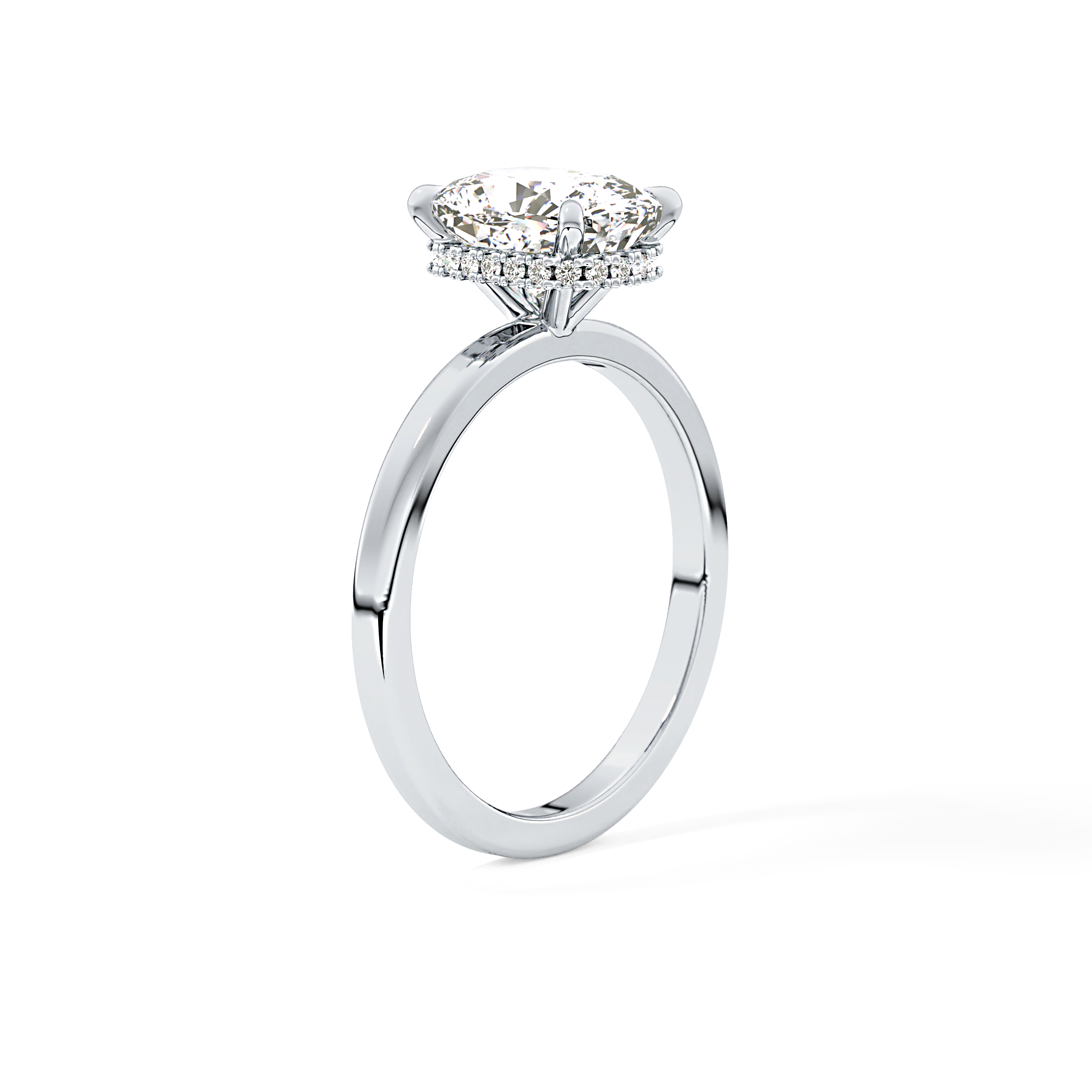 Cushion Hidden Halo Lab Grown Diamond Engagement Ring