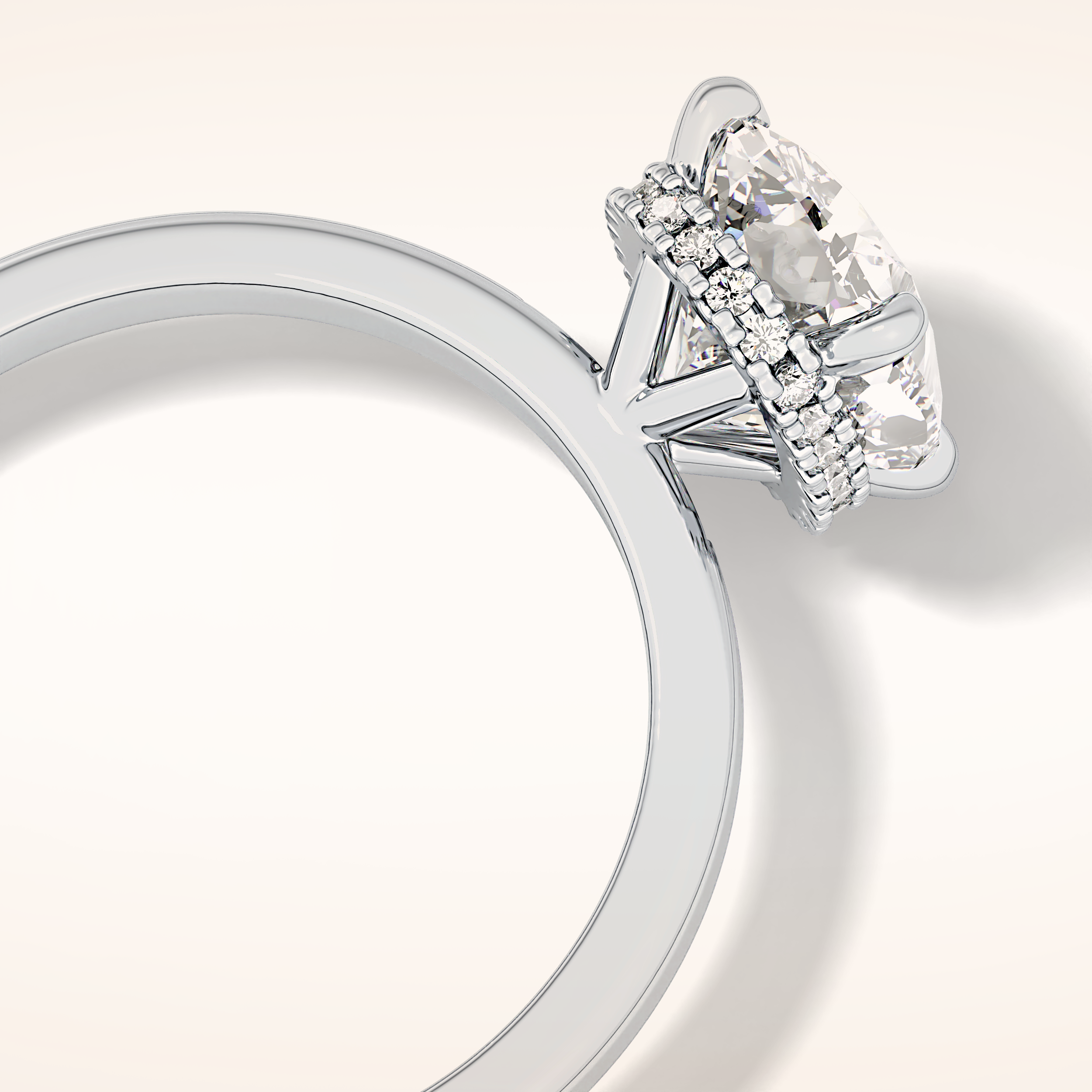 1.94 CT Cushion Shaped Hidden Halo Moissanite Engagement Ring