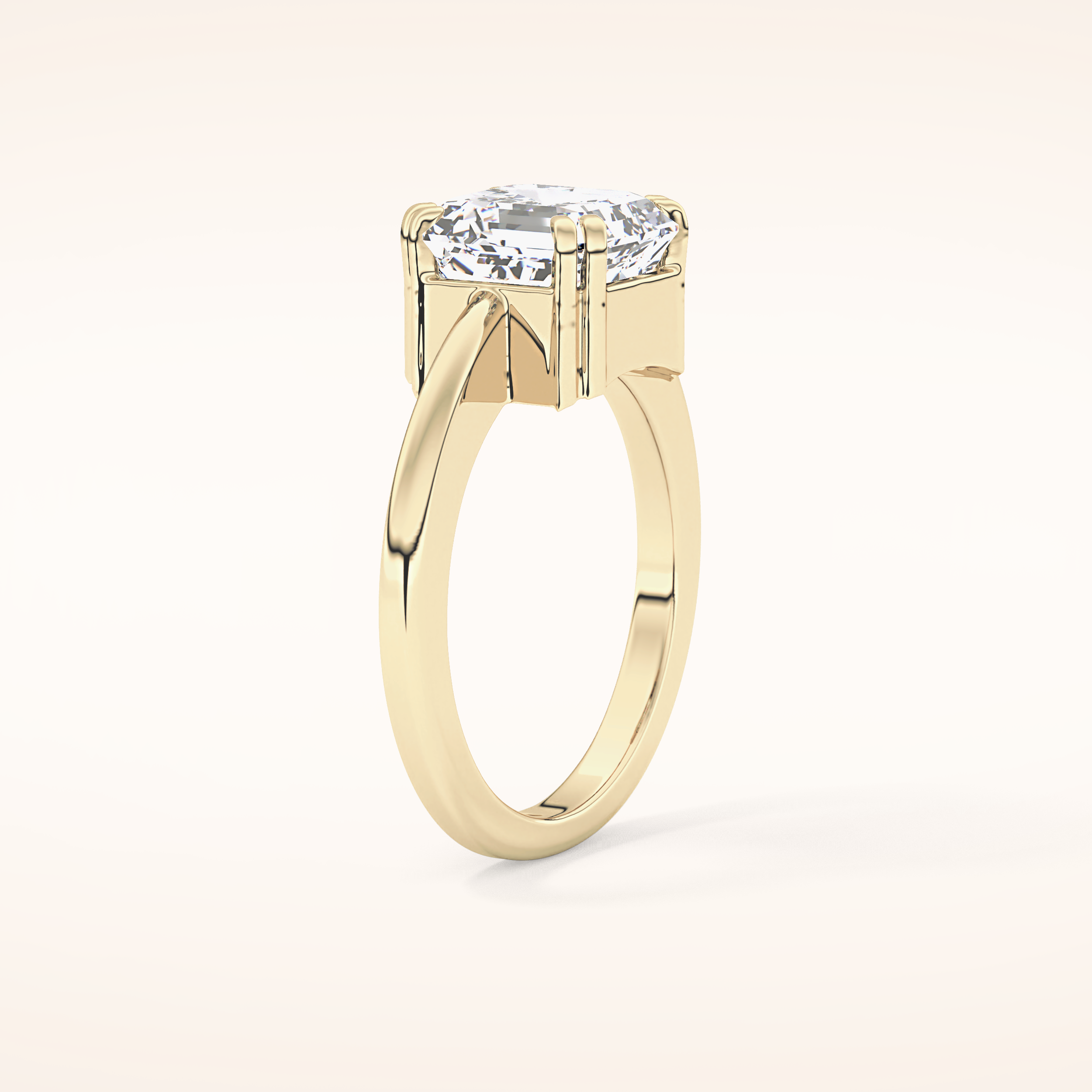 2.9 CT Emerald Shaped Solitaire Moissanite Engagement Ring
