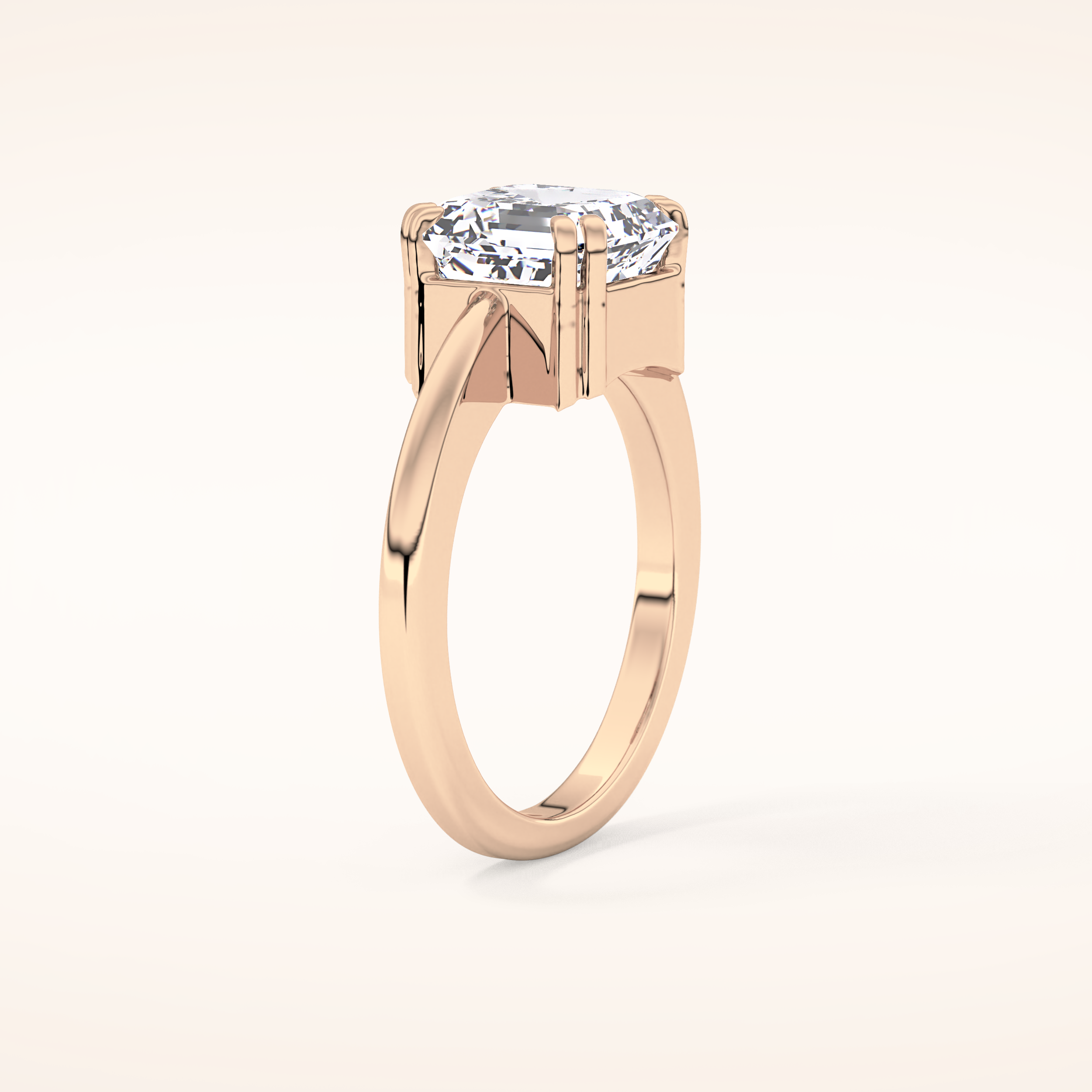 2.9 CT Emerald Shaped Solitaire Moissanite Engagement Ring