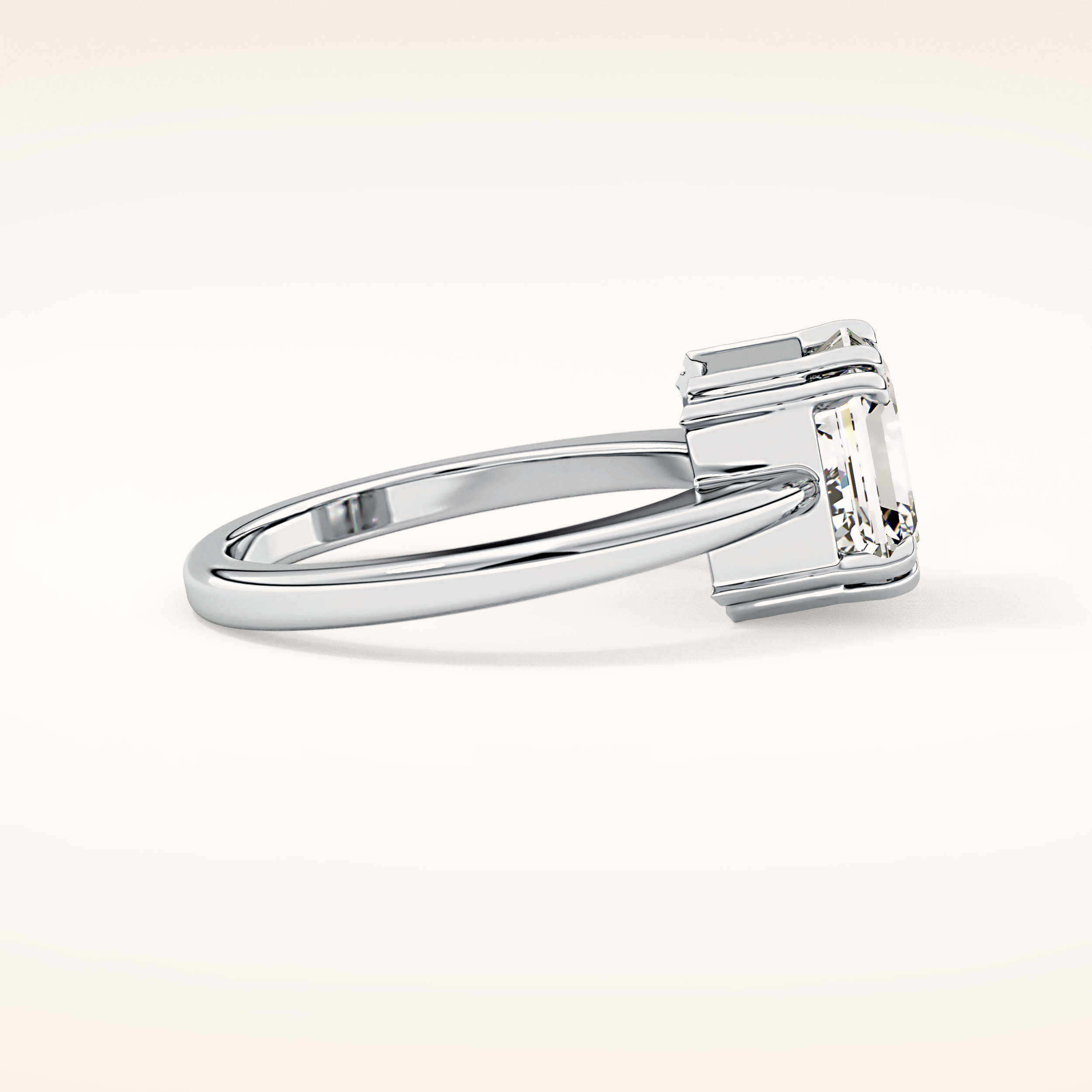 2.9 CT Emerald Shaped Solitaire Moissanite Engagement Ring