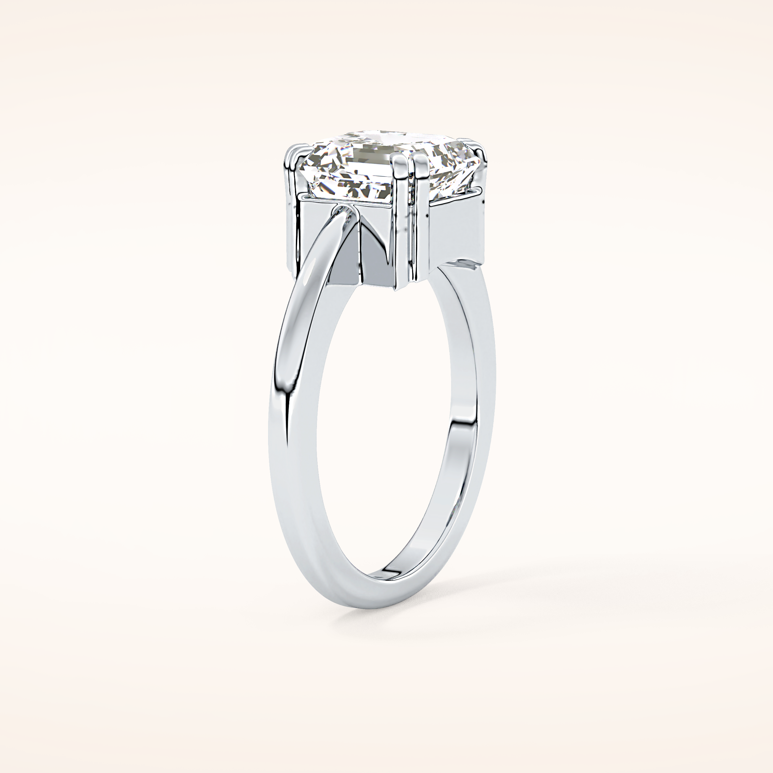 2.9 CT Emerald Shaped Solitaire Moissanite Engagement Ring