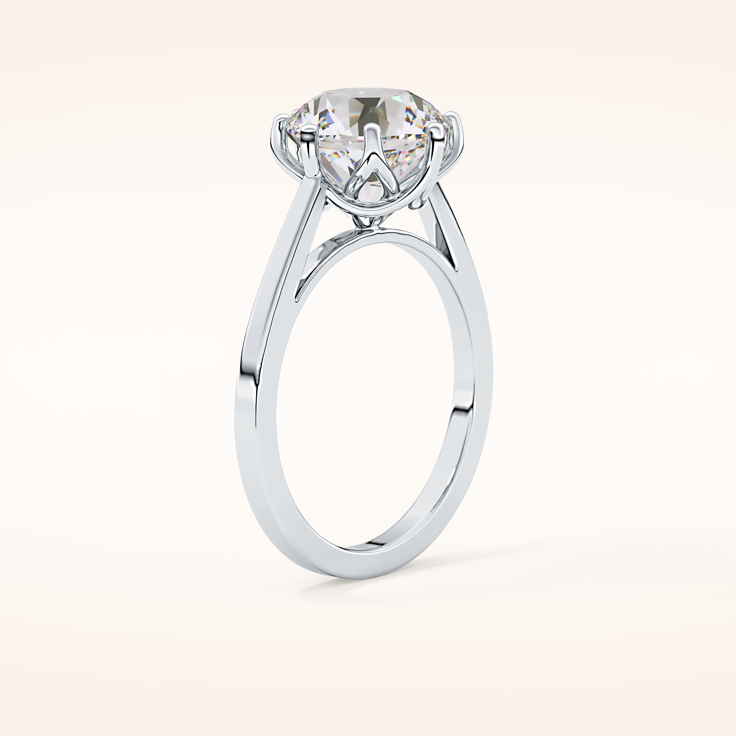 3.16 CT Round Shaped Solitaire Moissanite Engagement Ring