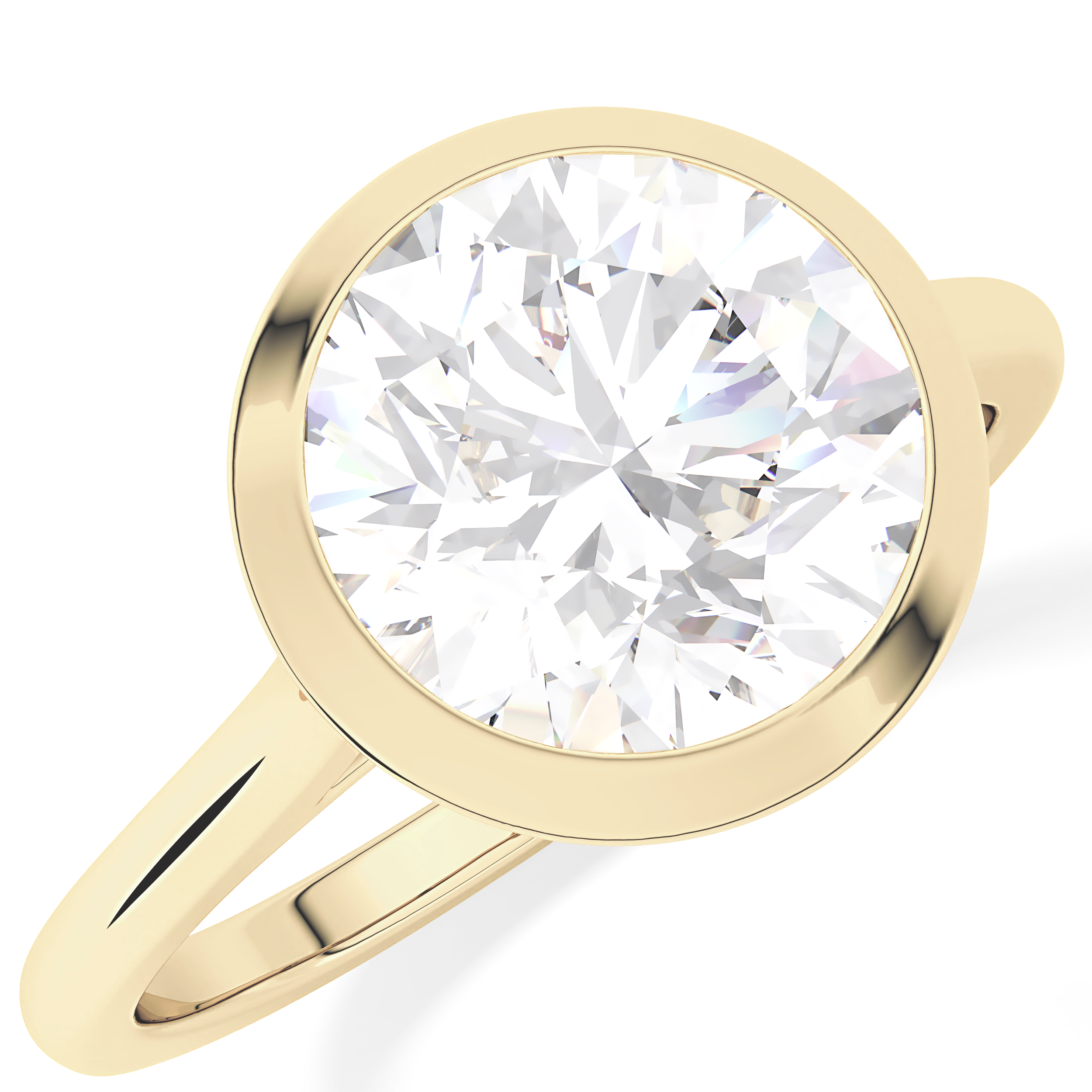 Round Bezel Lab Grown Diamond Engagement Ring