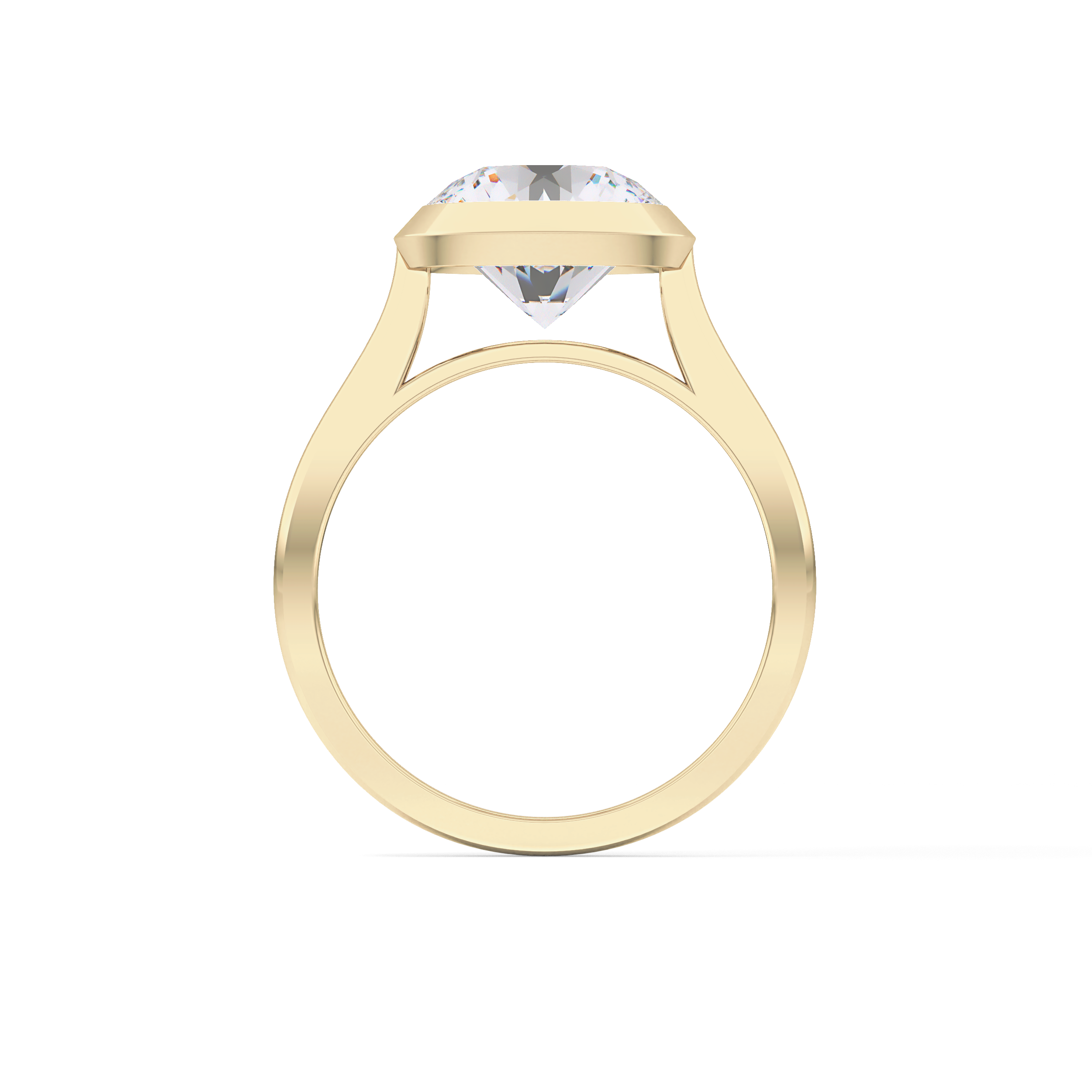 Round Bezel Lab Grown Diamond Engagement Ring