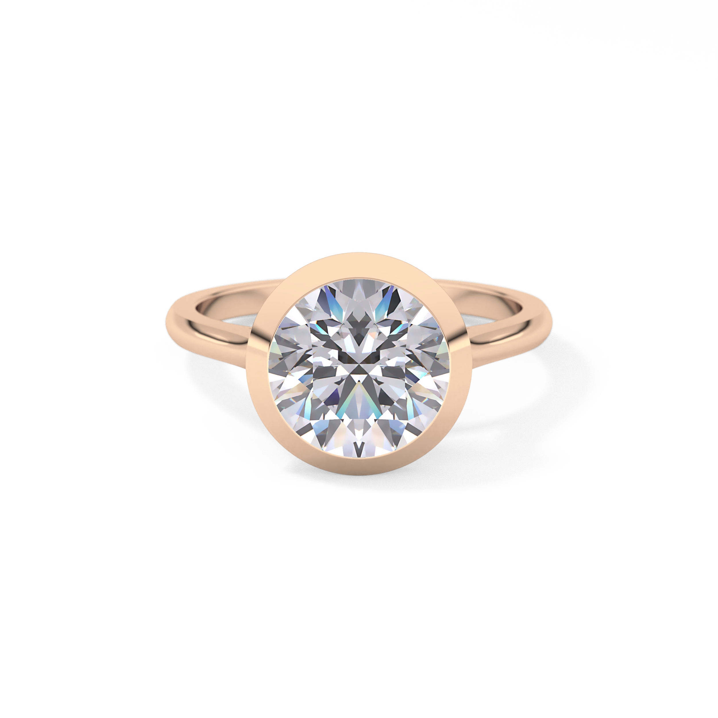 Round Bezel Lab Grown Diamond Engagement Ring