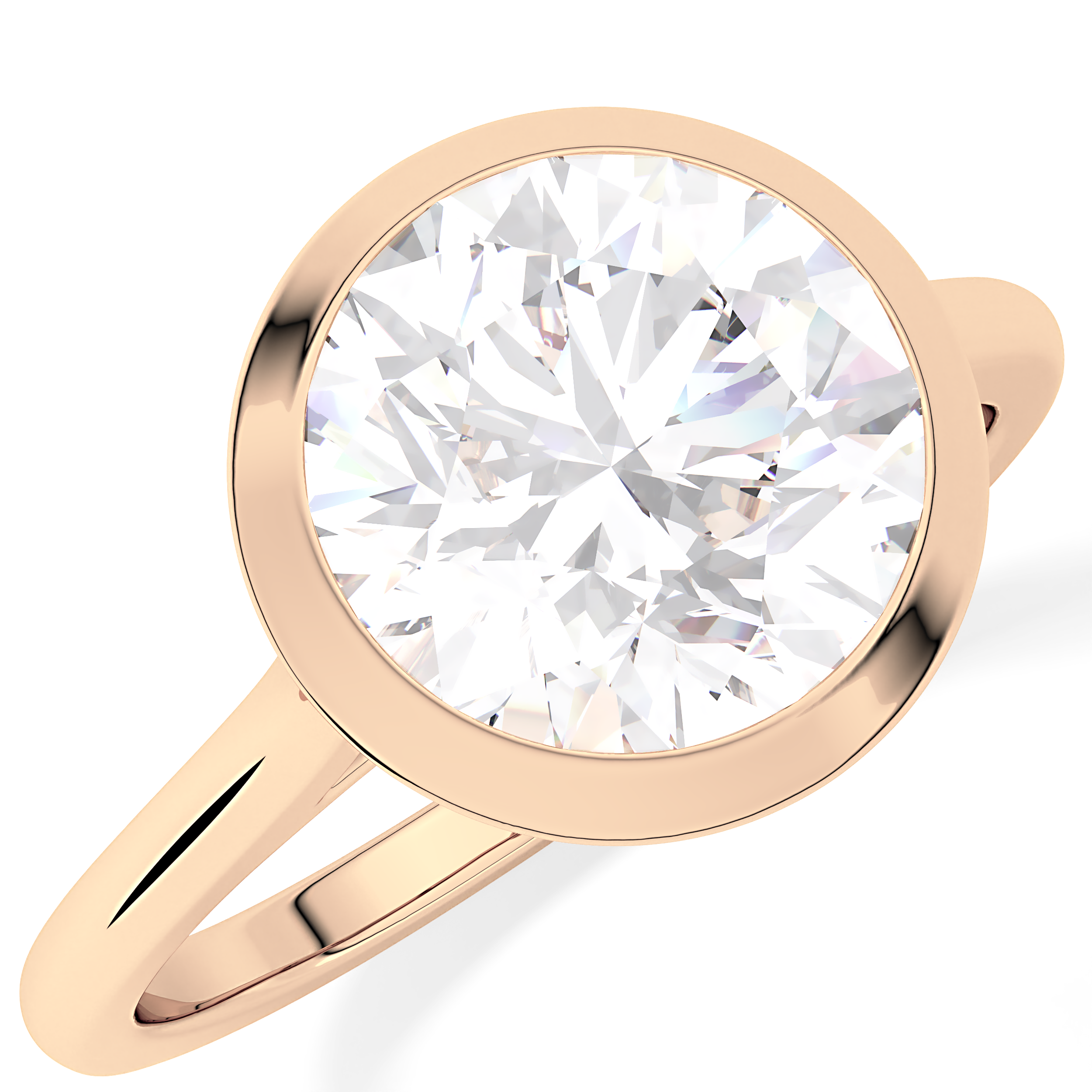 Round Bezel Lab Grown Diamond Engagement Ring