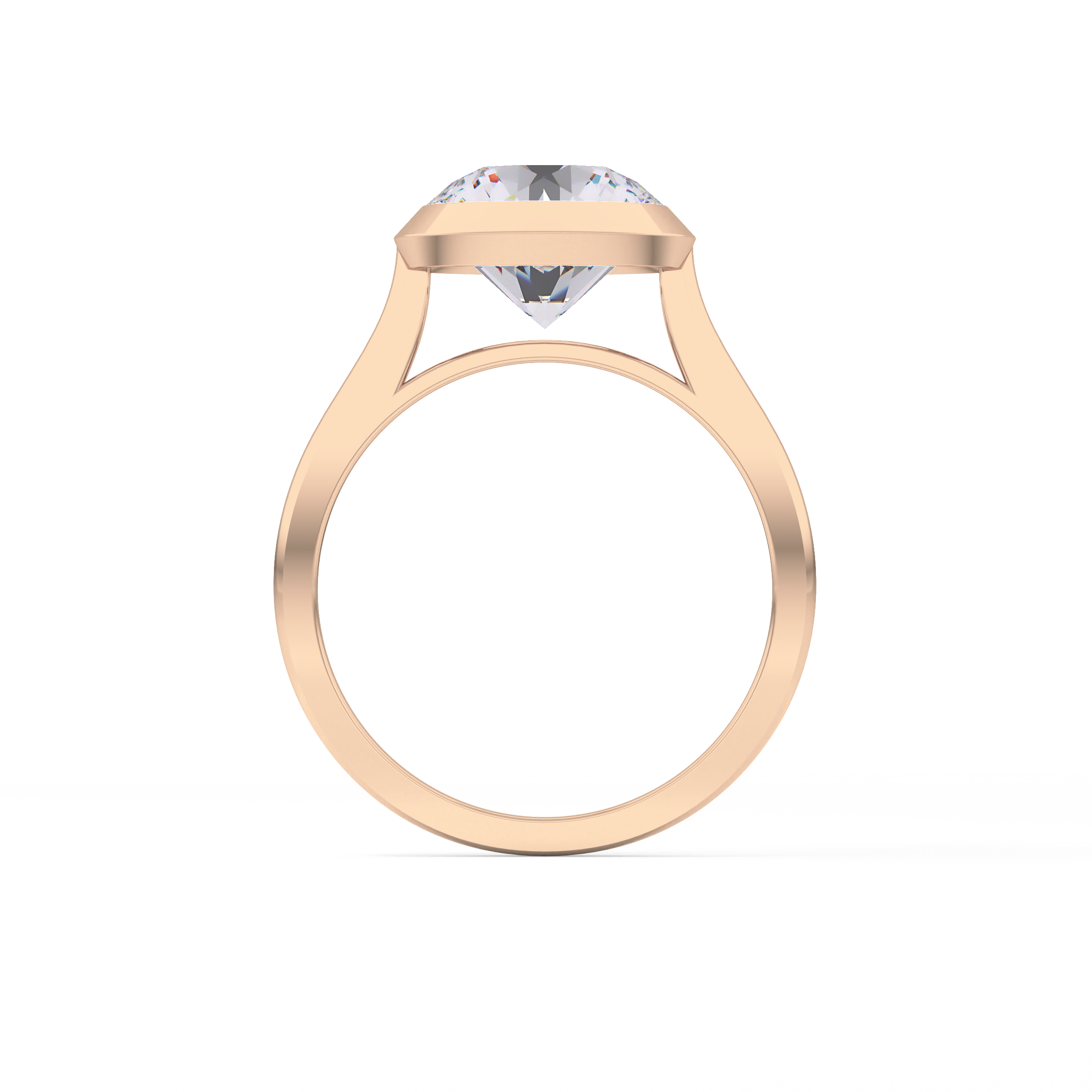 Round Bezel Lab Grown Diamond Engagement Ring