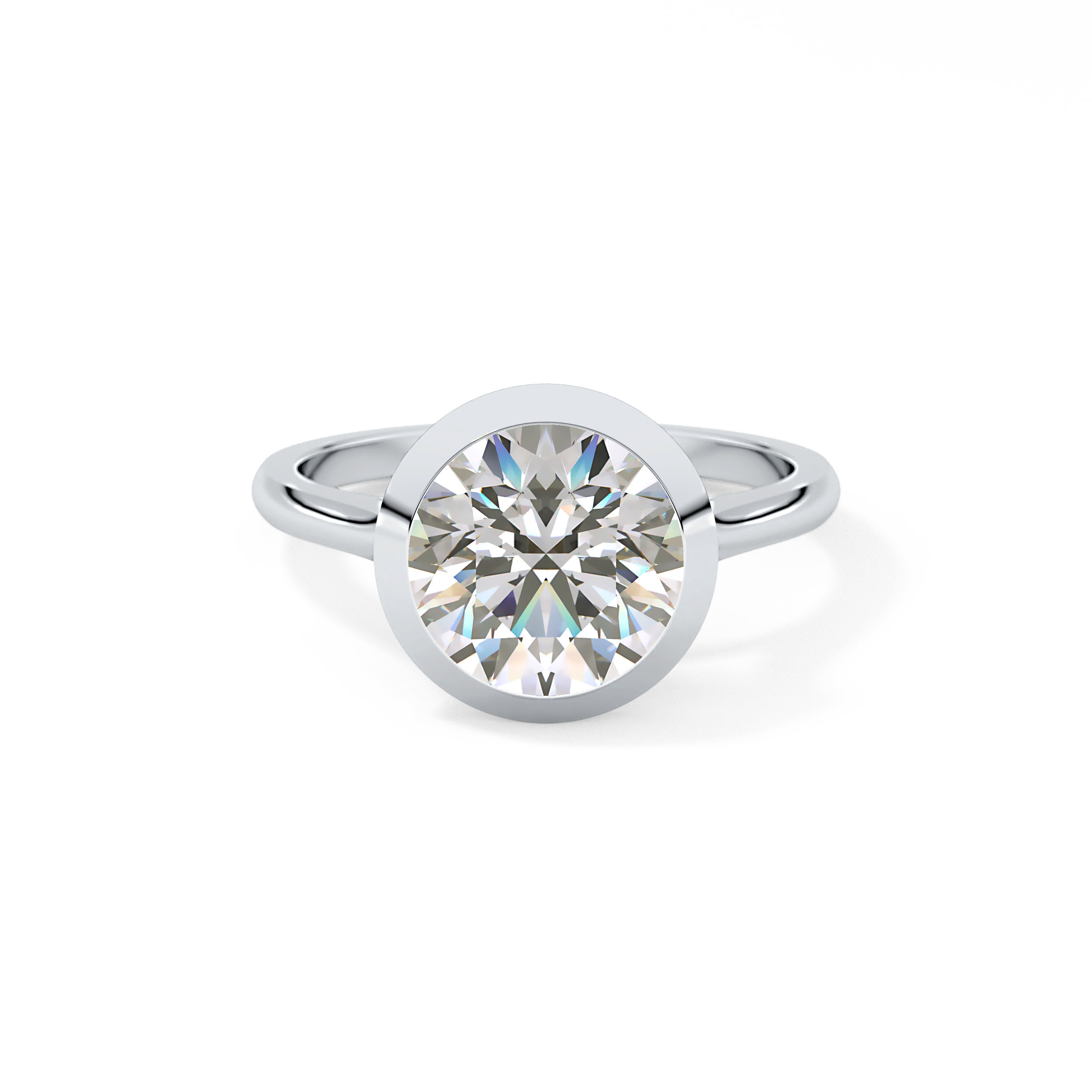 Round Bezel Lab Grown Diamond Engagement Ring