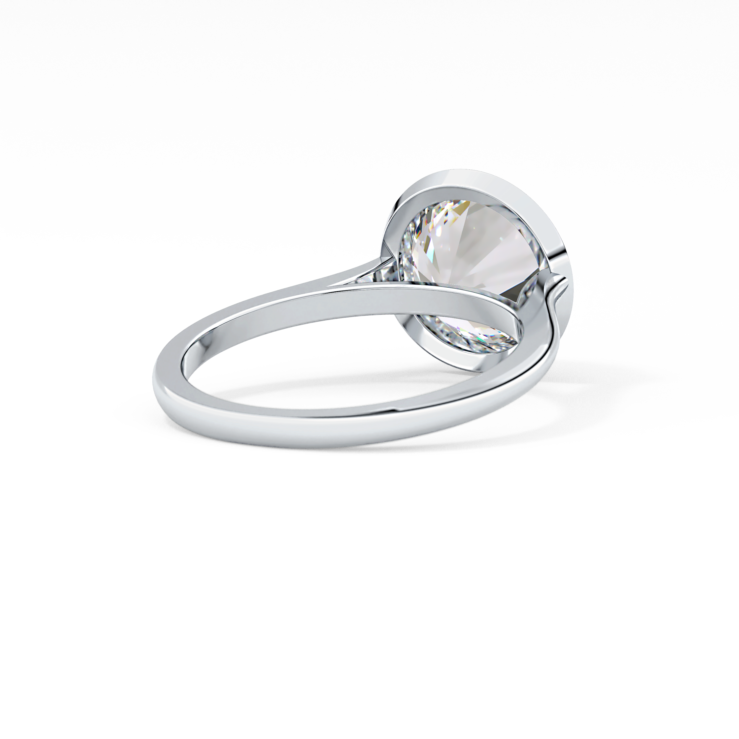 Round Bezel Lab Grown Diamond Engagement Ring