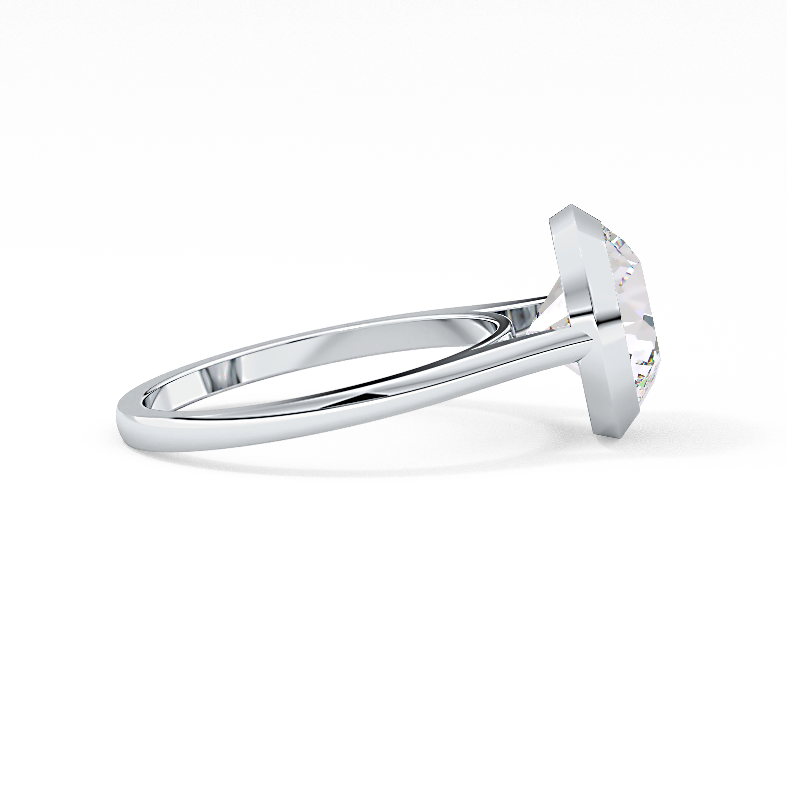 Round Bezel Lab Grown Diamond Engagement Ring