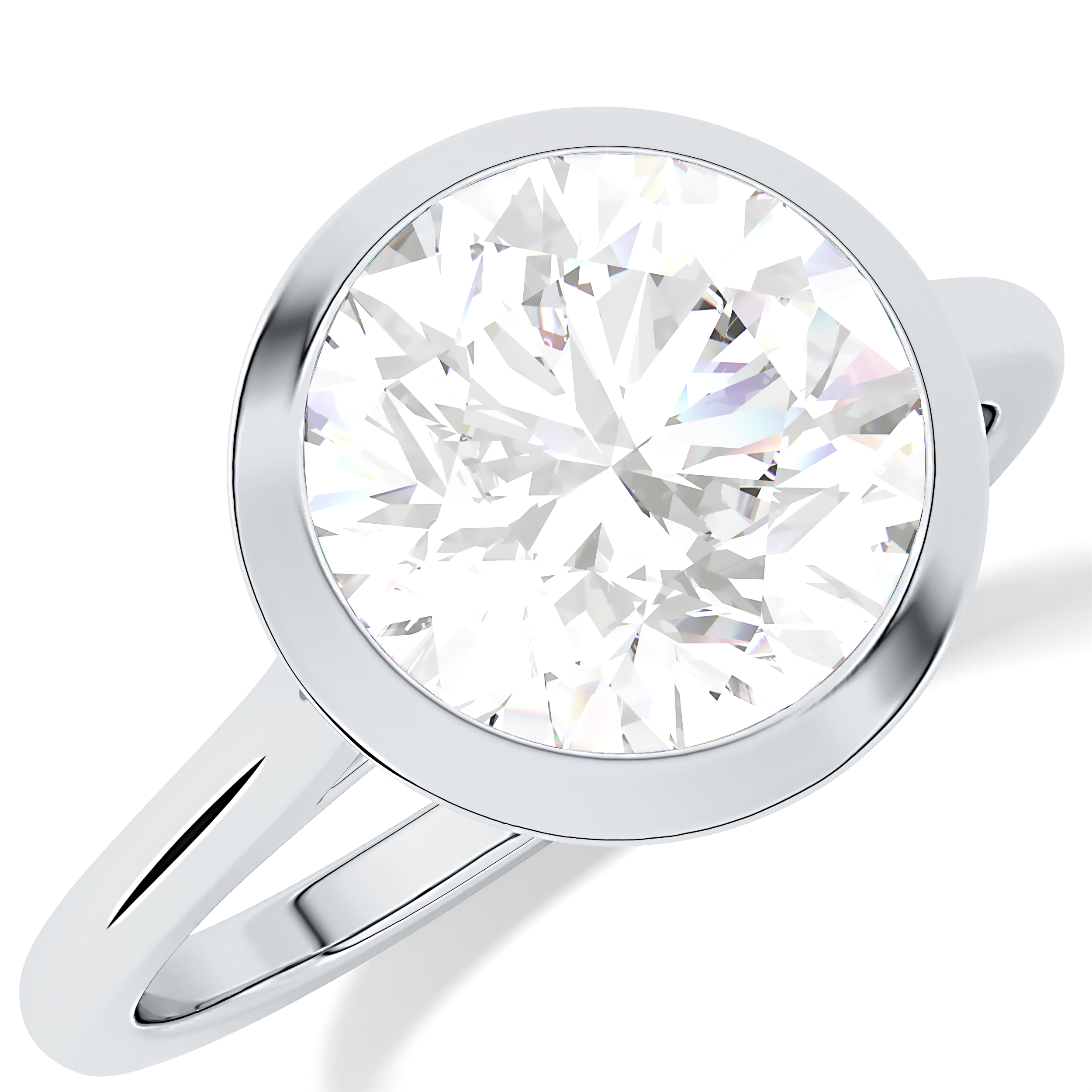 Round Bezel Lab Grown Diamond Engagement Ring
