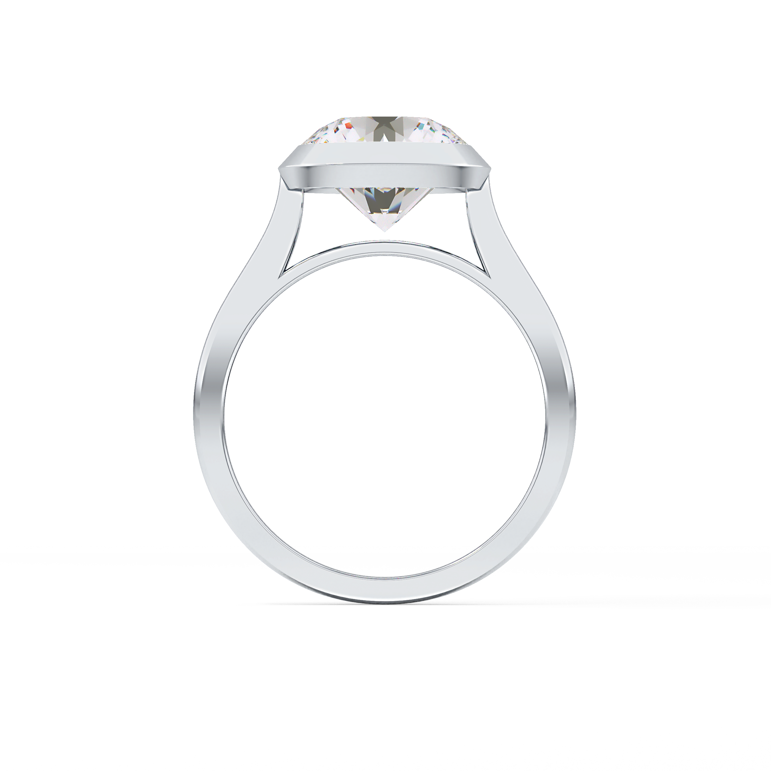 Round Bezel Lab Grown Diamond Engagement Ring