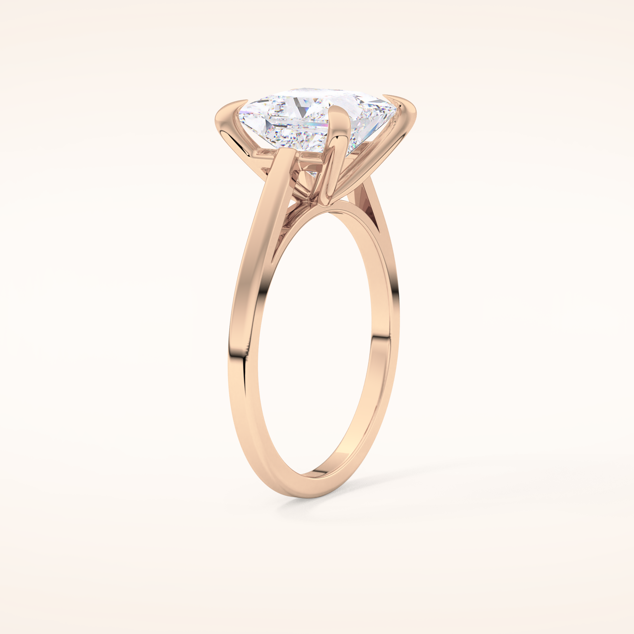 2.55 CT Princess Shaped Solitaire Moissanite Engagement Ring