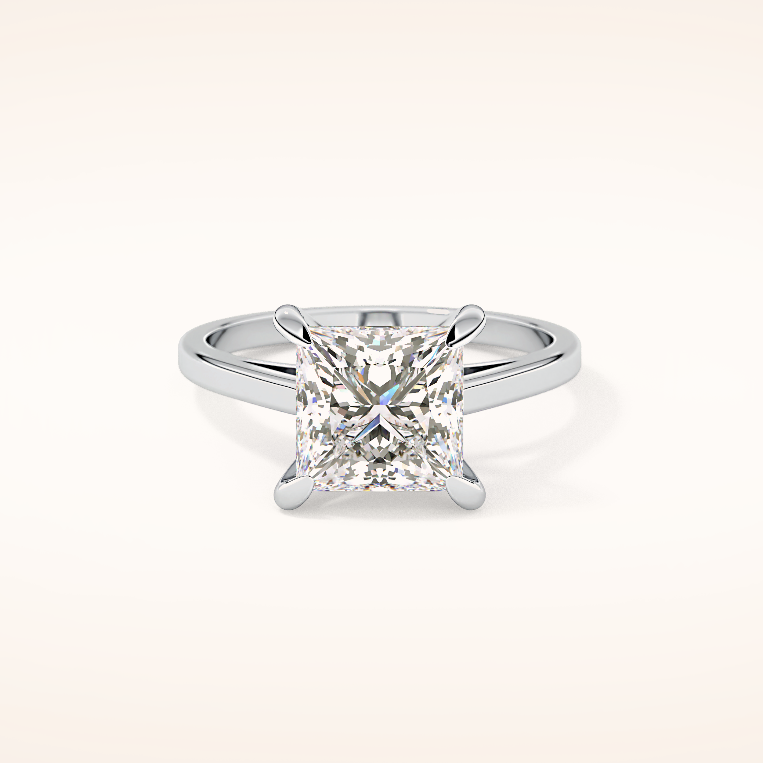 2.55 CT Princess Shaped Solitaire Moissanite Engagement Ring