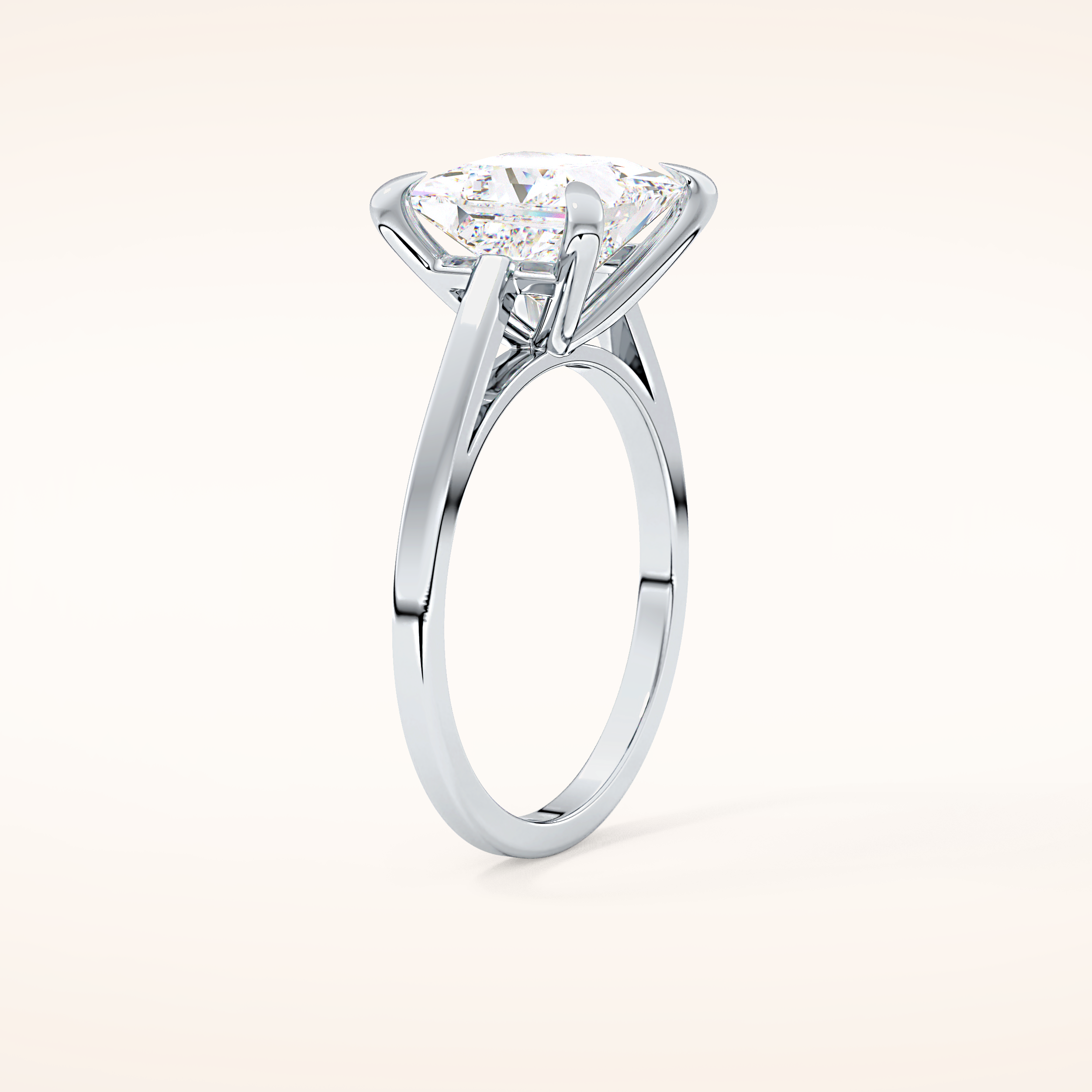 2.55 CT Princess Shaped Solitaire Moissanite Engagement Ring