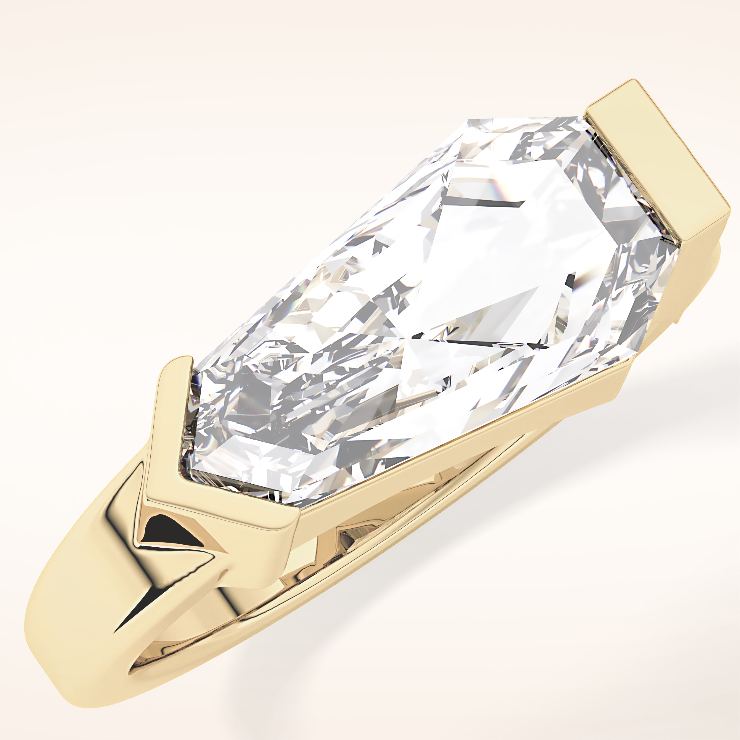 4.86 CT Shield Shaped Solitaire Moissanite Engagement Ring