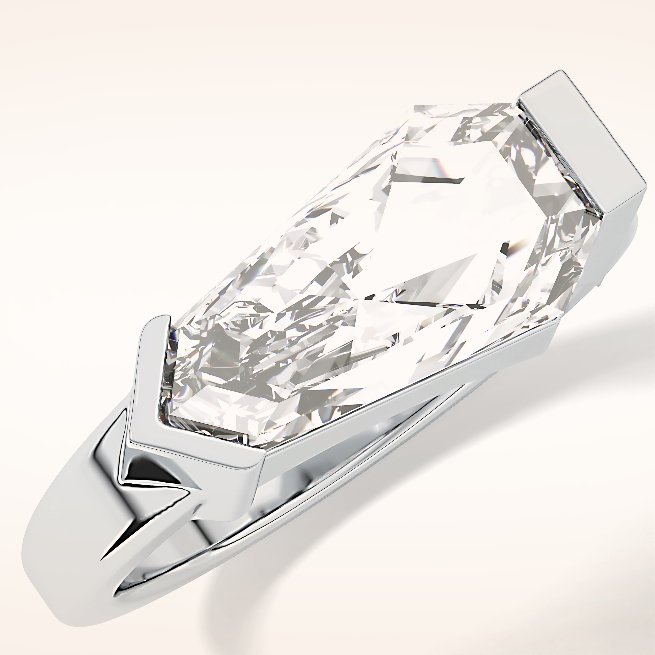 4.86 CT Shield Shaped Solitaire Moissanite Engagement Ring