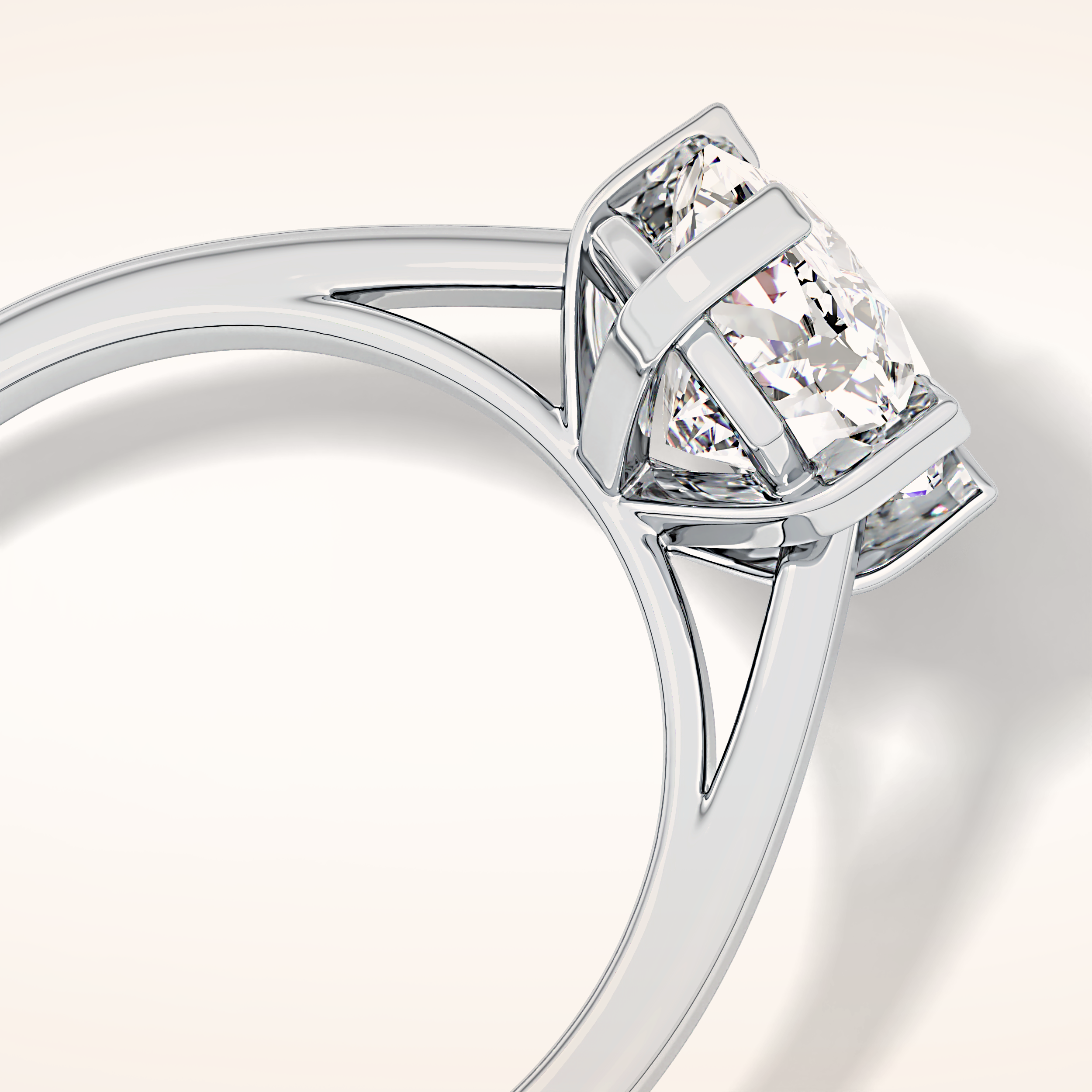 2.23 CT Cushion Shaped Solitaire Moissanite Engagement Ring