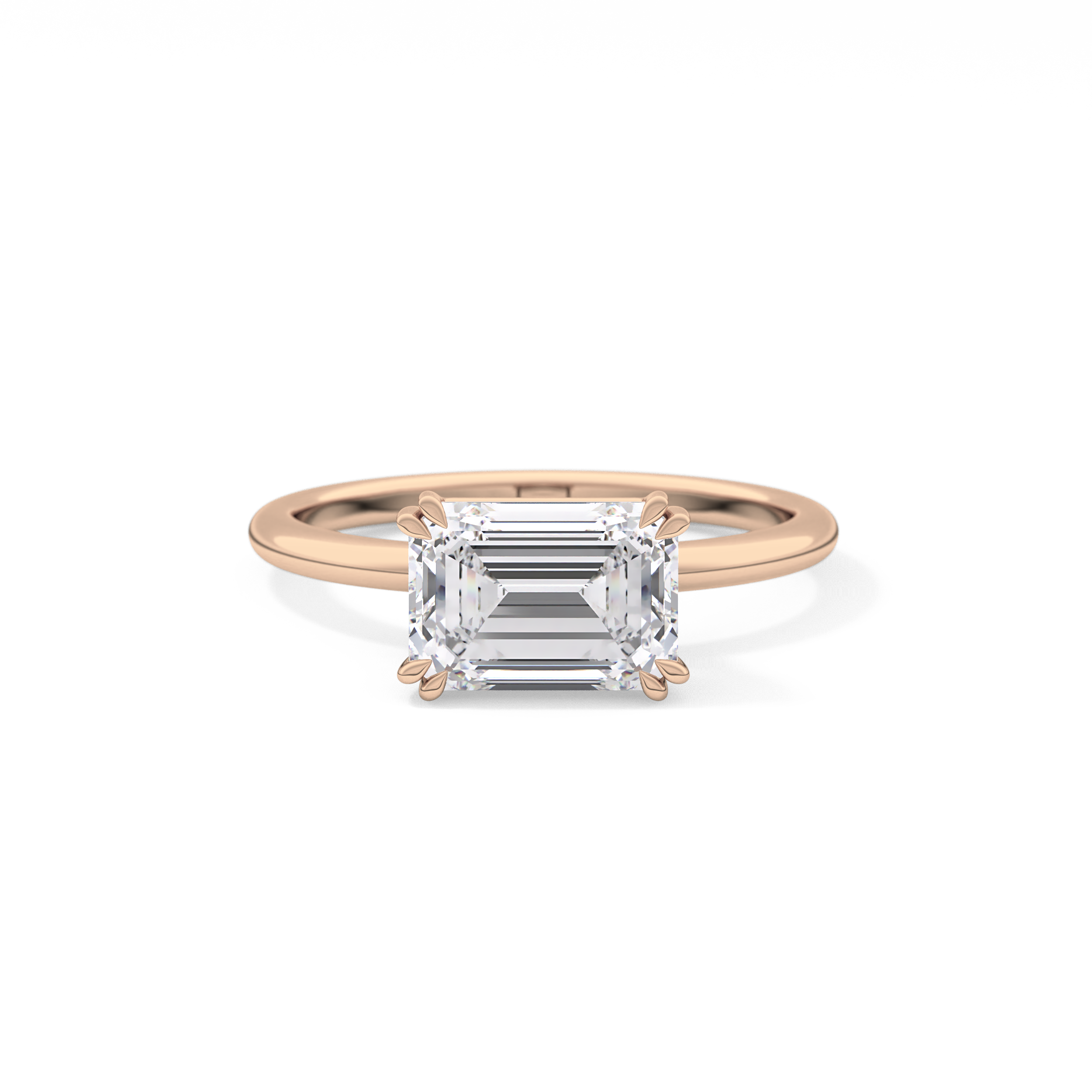 Emerald Solitaire Lab Grown Diamond Engagement Ring