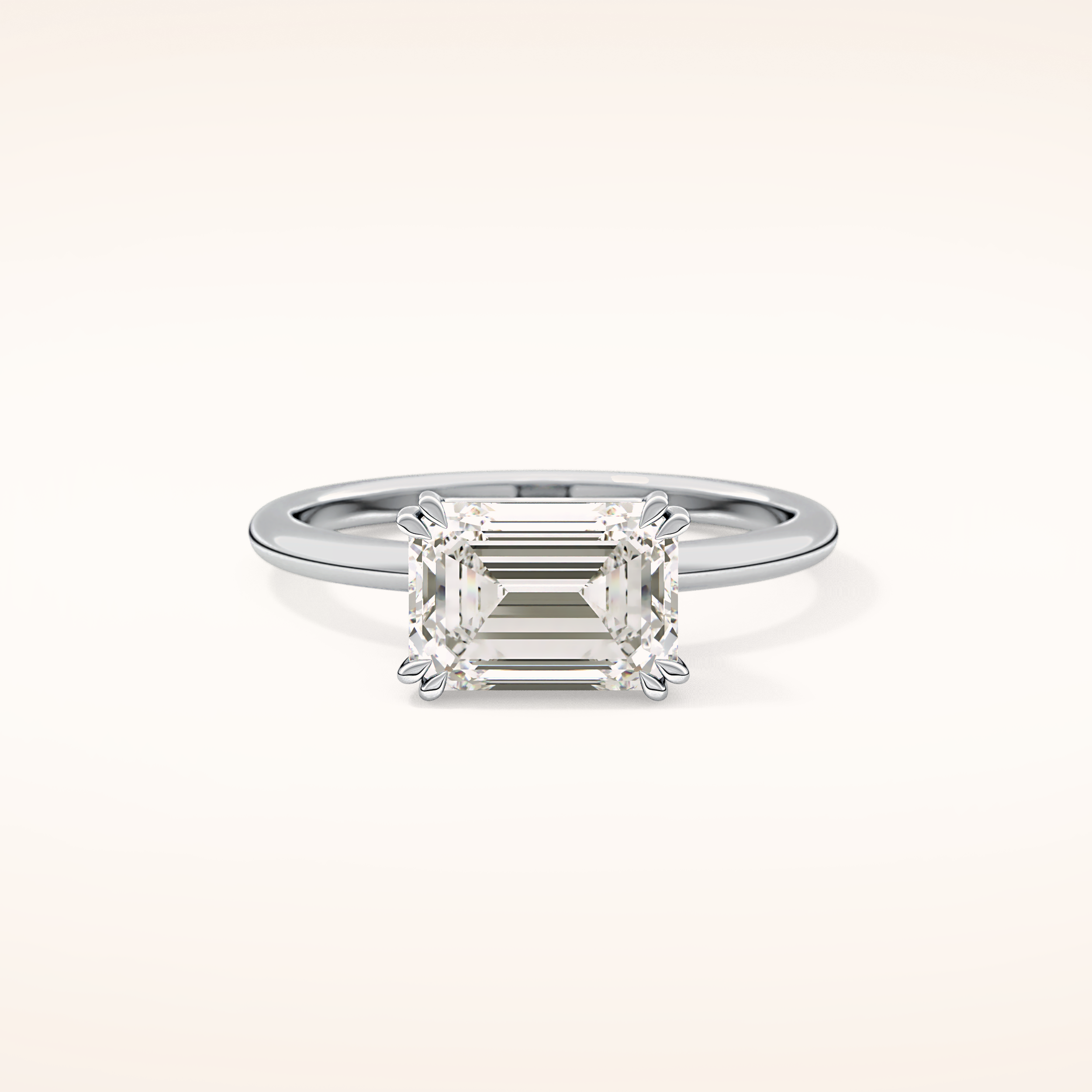 1.96 CT Emerald Shaped Solitaire Moissanite Engagement Ring