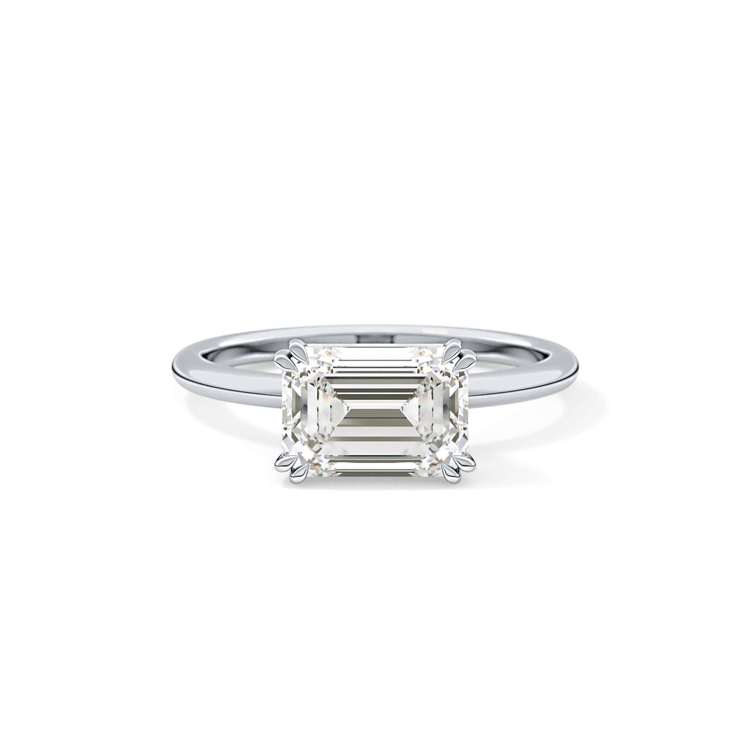 Emerald Solitaire Lab Grown Diamond Engagement Ring