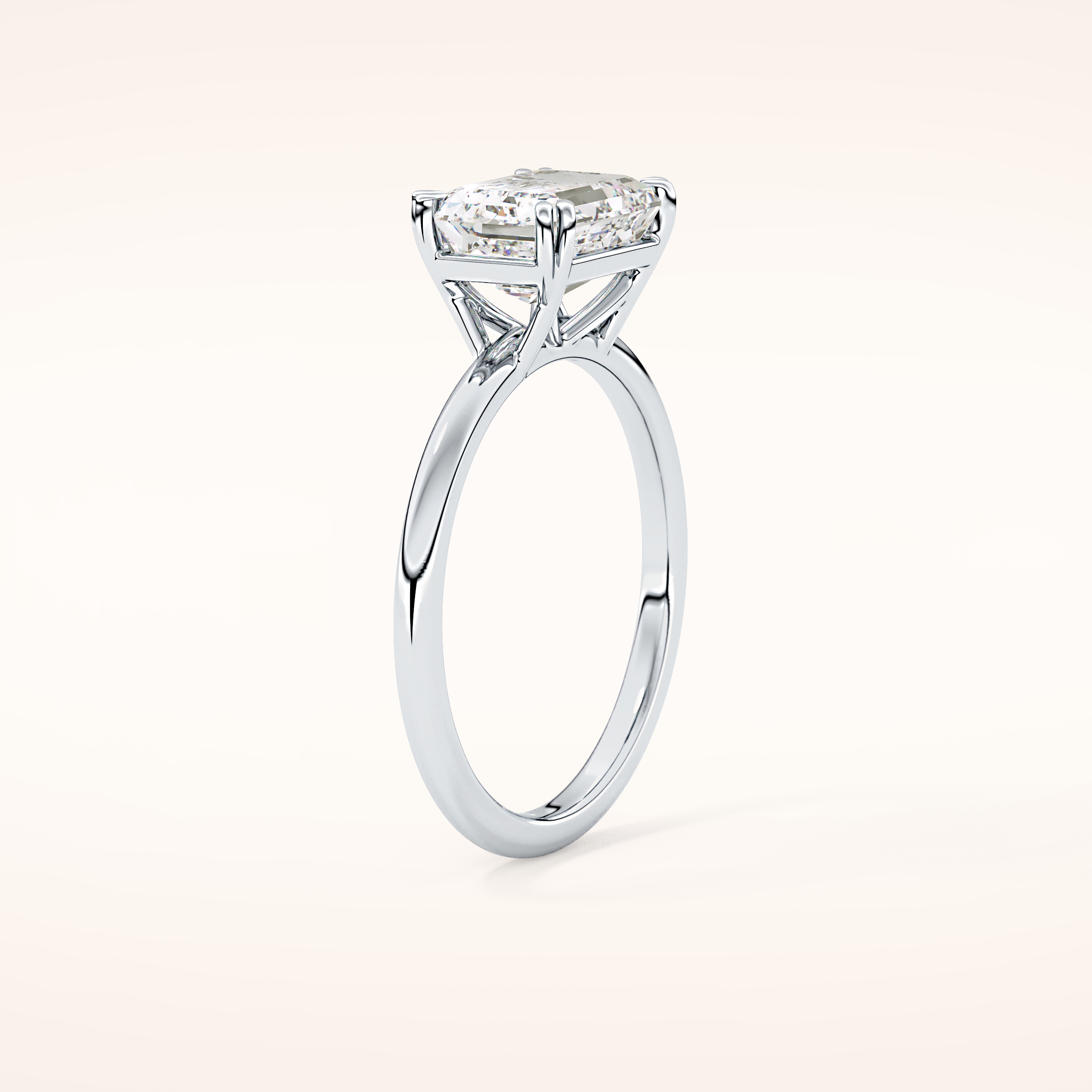 1.96 CT Emerald Shaped Solitaire Moissanite Engagement Ring