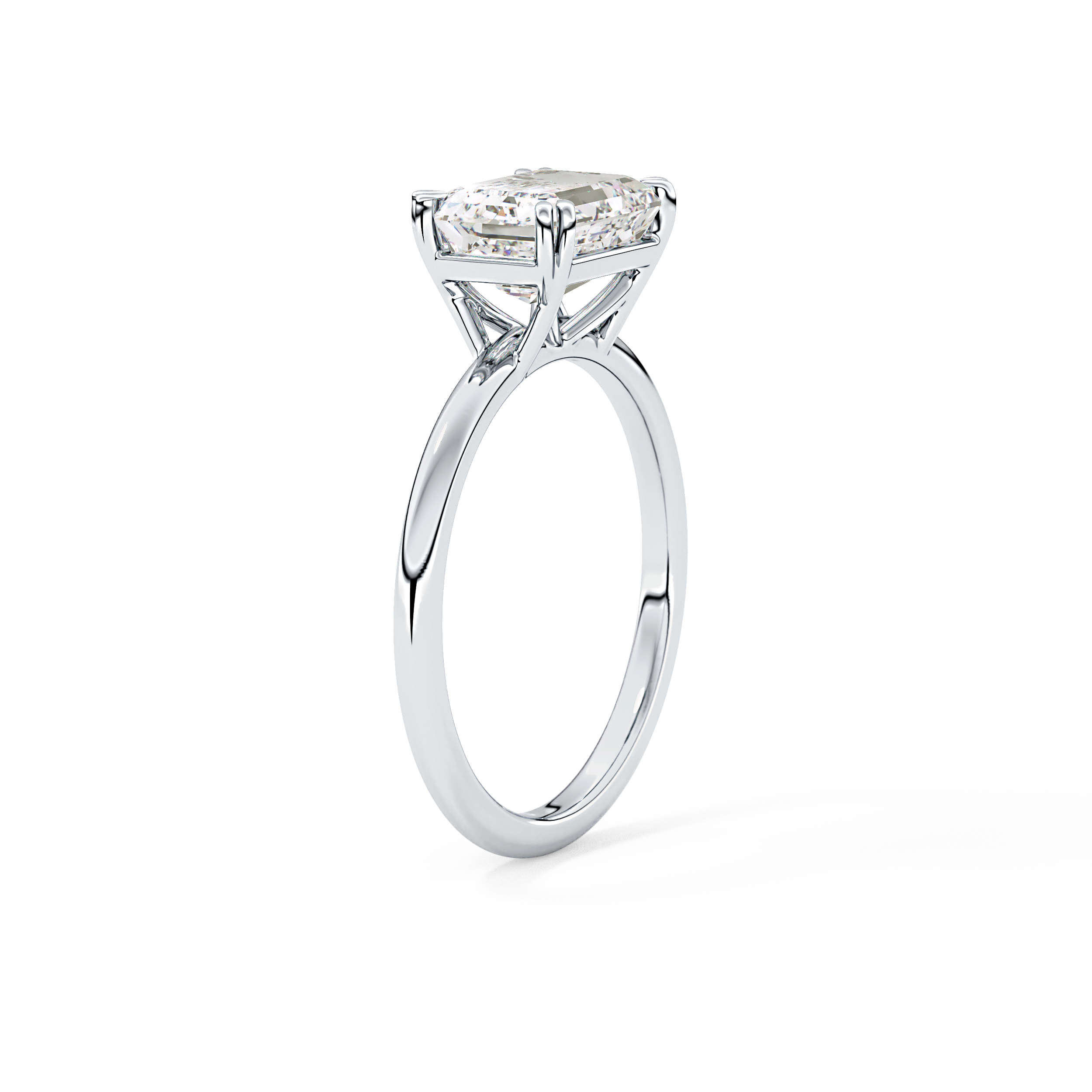 Emerald Solitaire Lab Grown Diamond Engagement Ring
