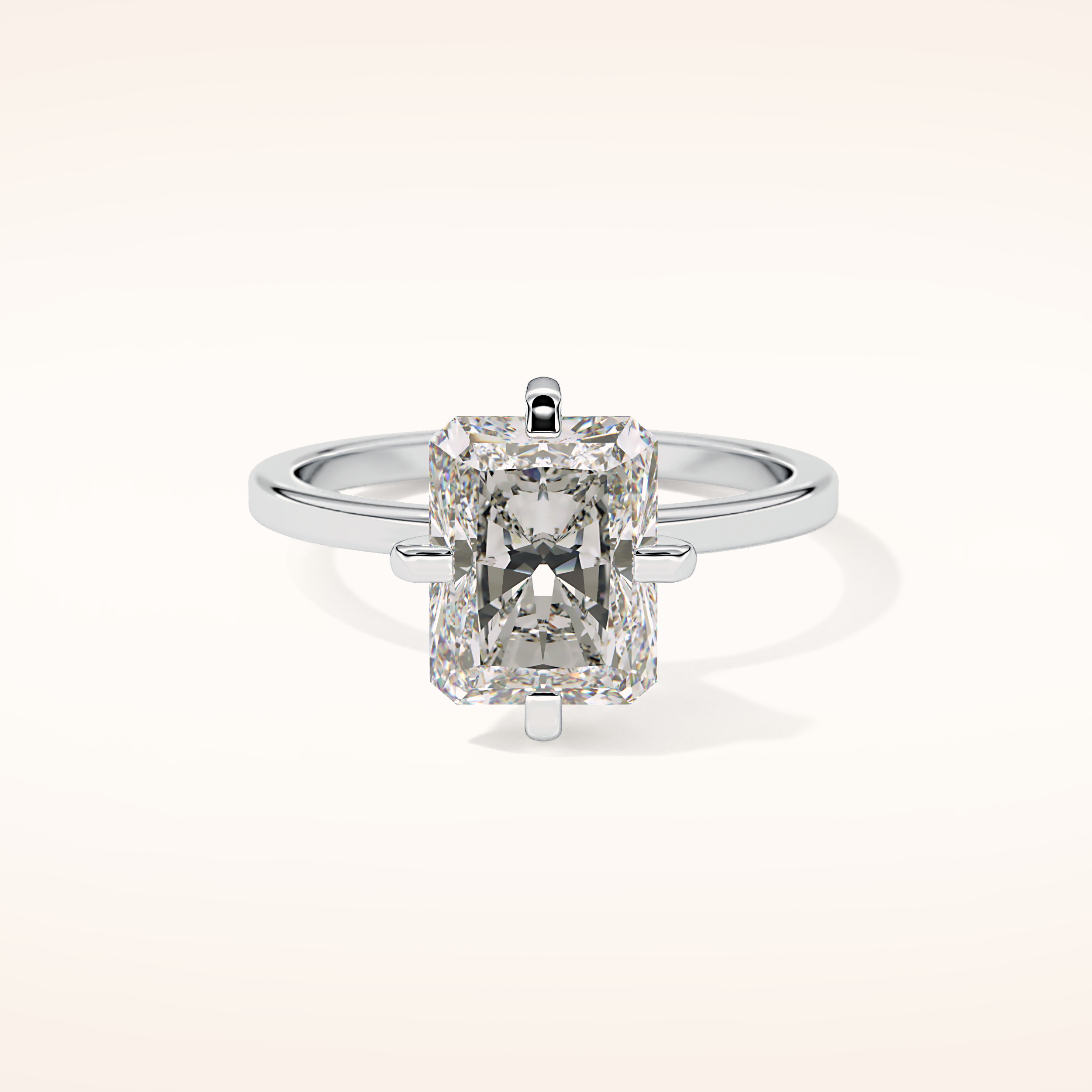 3.45 CT Radiant Shaped Solitaire Moissanite Engagement Ring