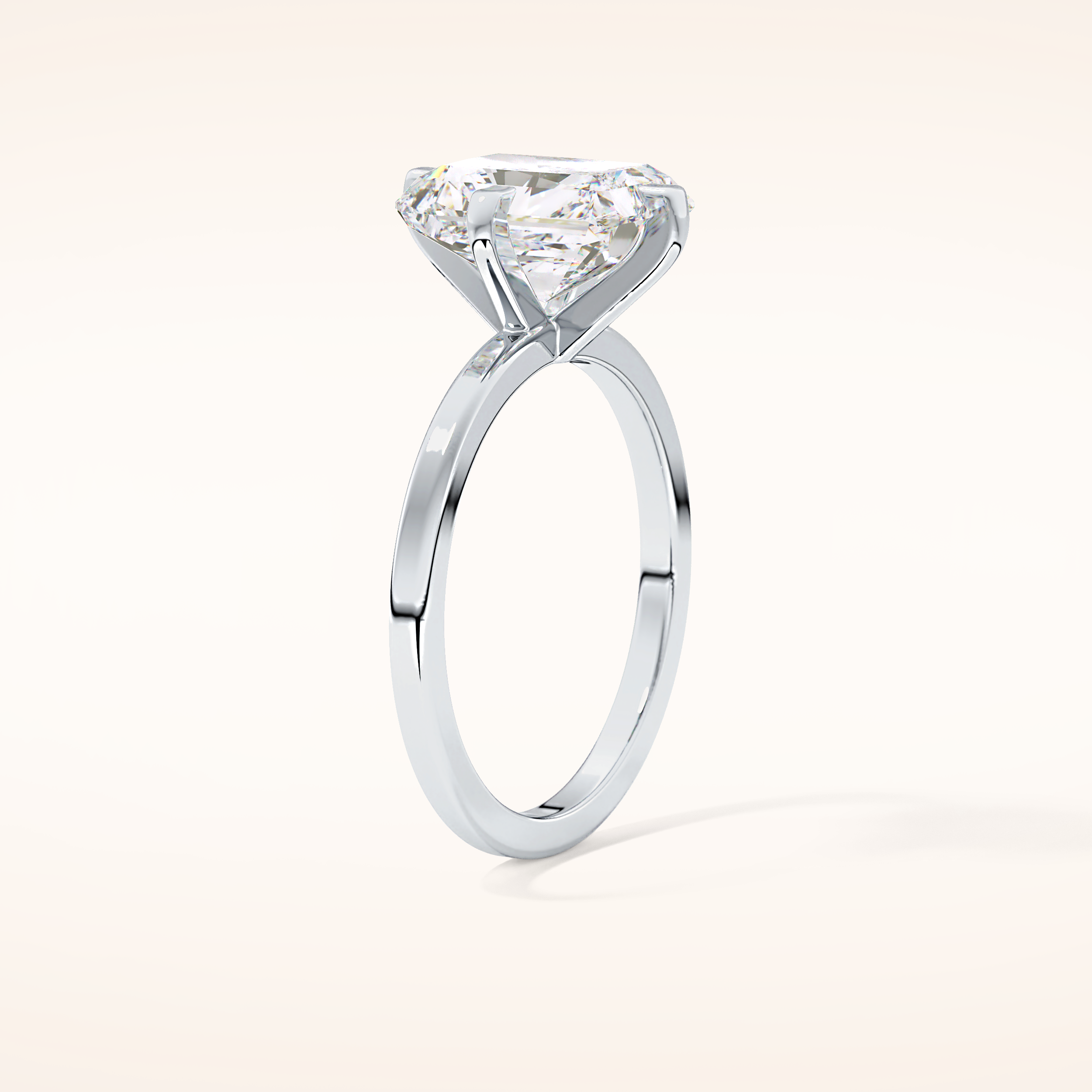 3.45 CT Radiant Shaped Solitaire Moissanite Engagement Ring