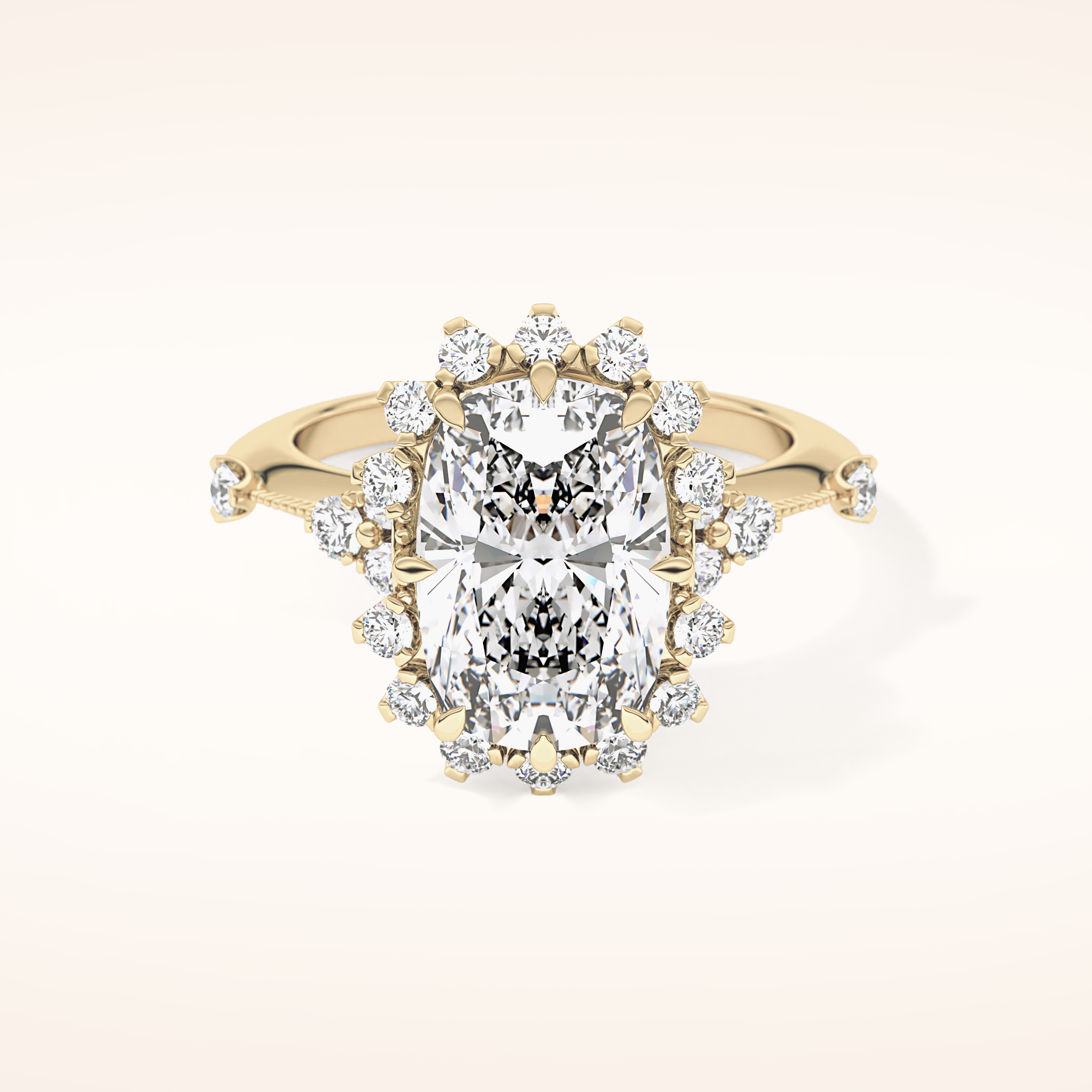 4.05 CT Cushion Shaped Halo Moissanite Engagement Ring