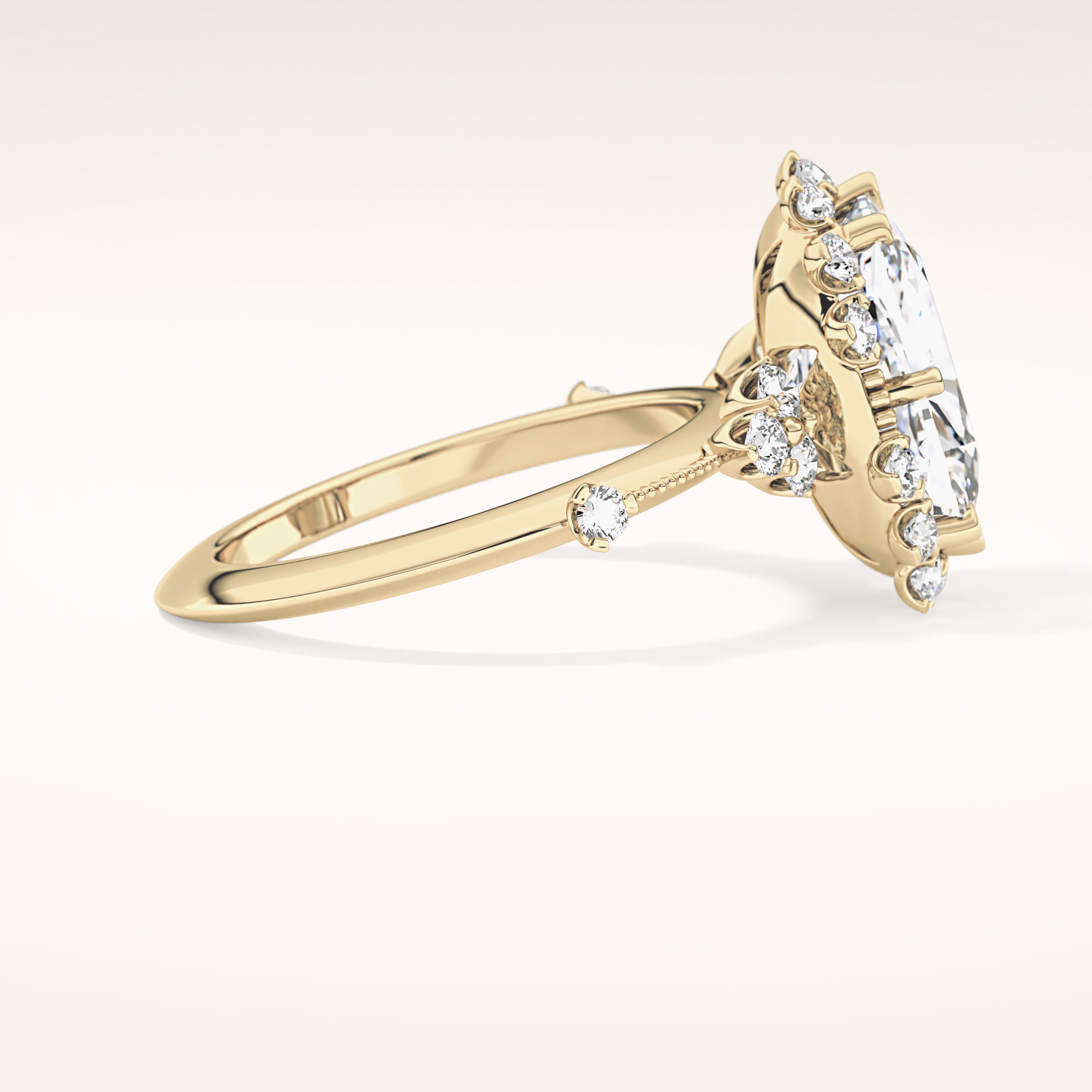 4.05 CT Cushion Shaped Halo Moissanite Engagement Ring