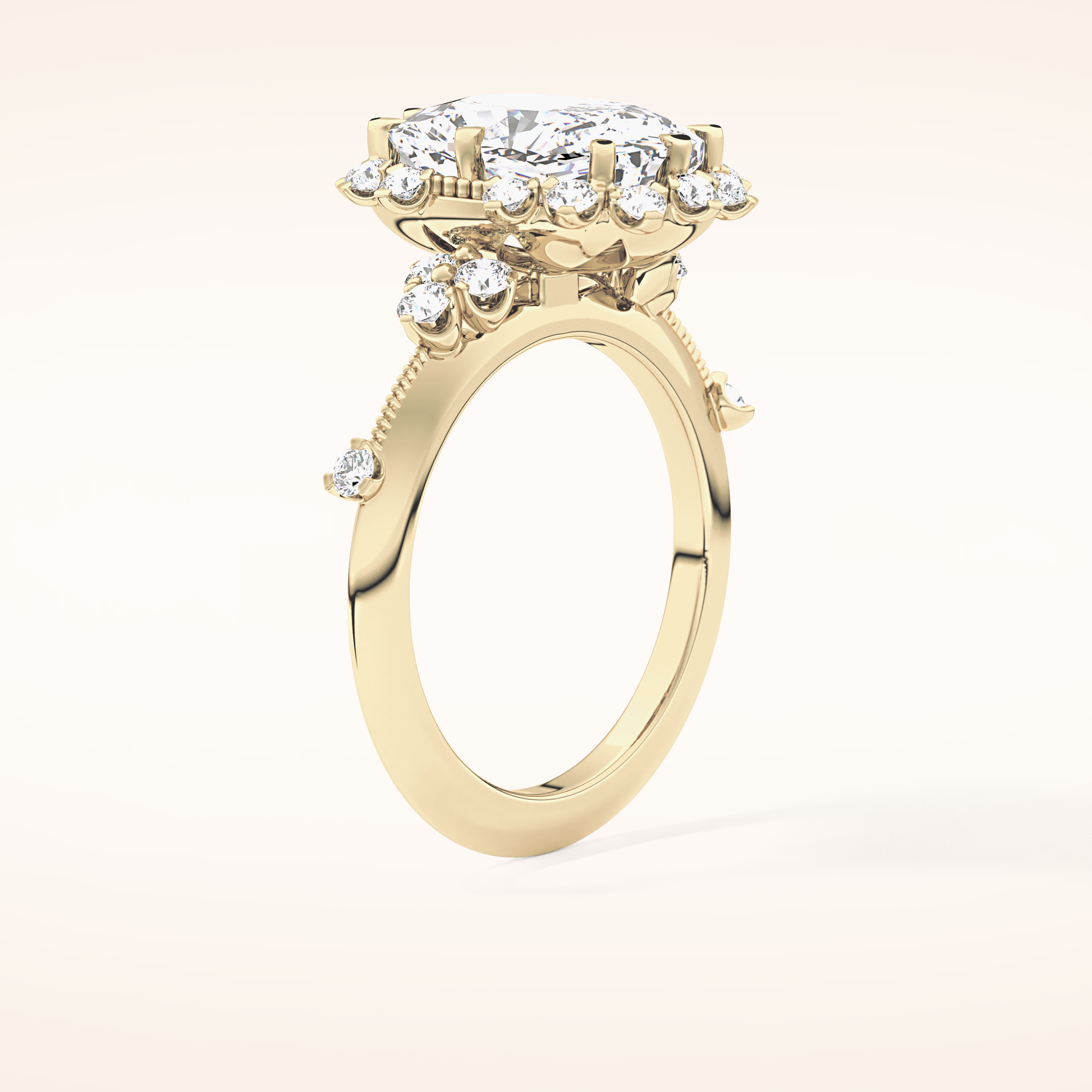 4.05 CT Cushion Shaped Halo Moissanite Engagement Ring
