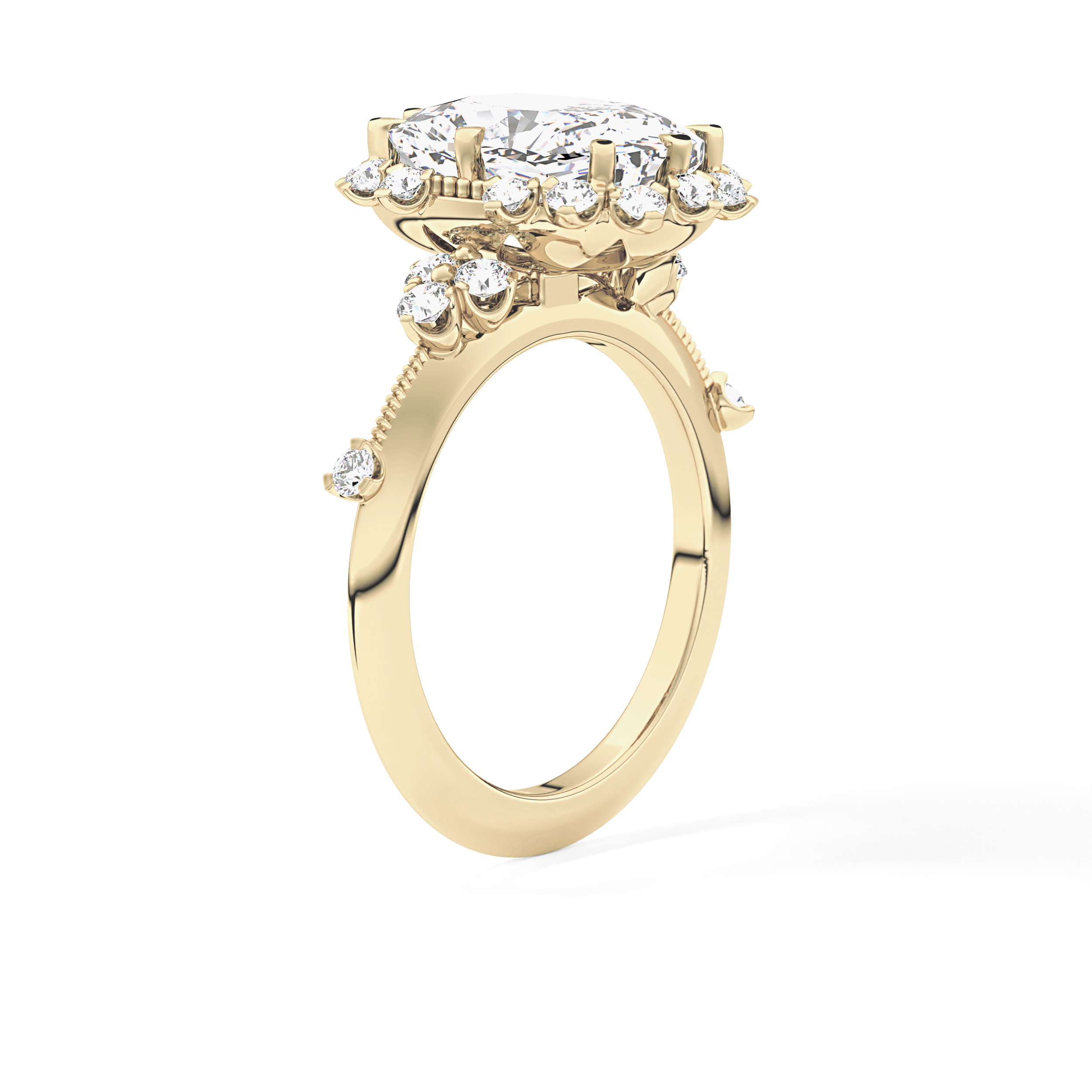 Cushion Halo Lab Grown Diamond Engagement Ring