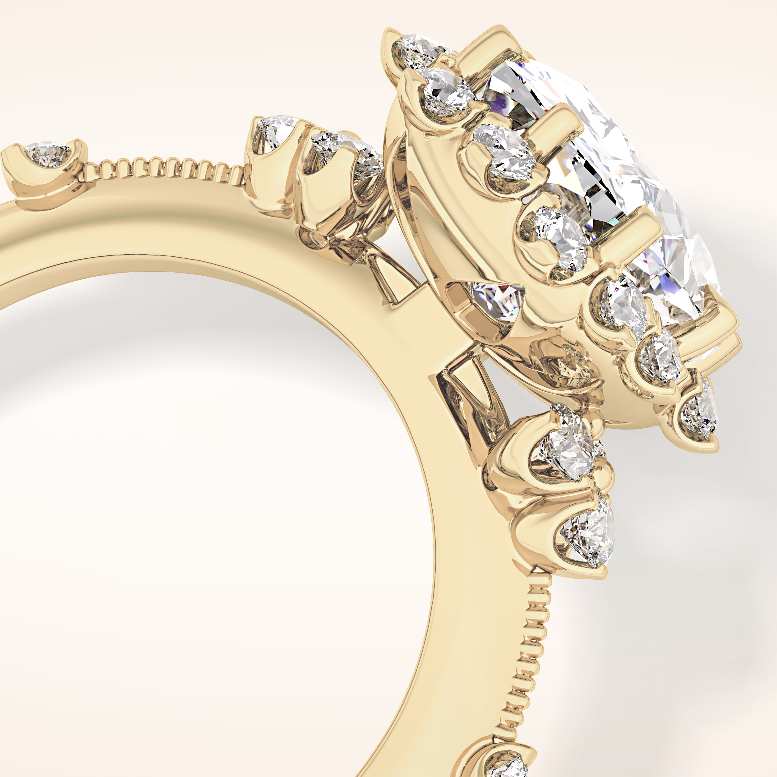 4.05 CT Cushion Shaped Halo Moissanite Engagement Ring