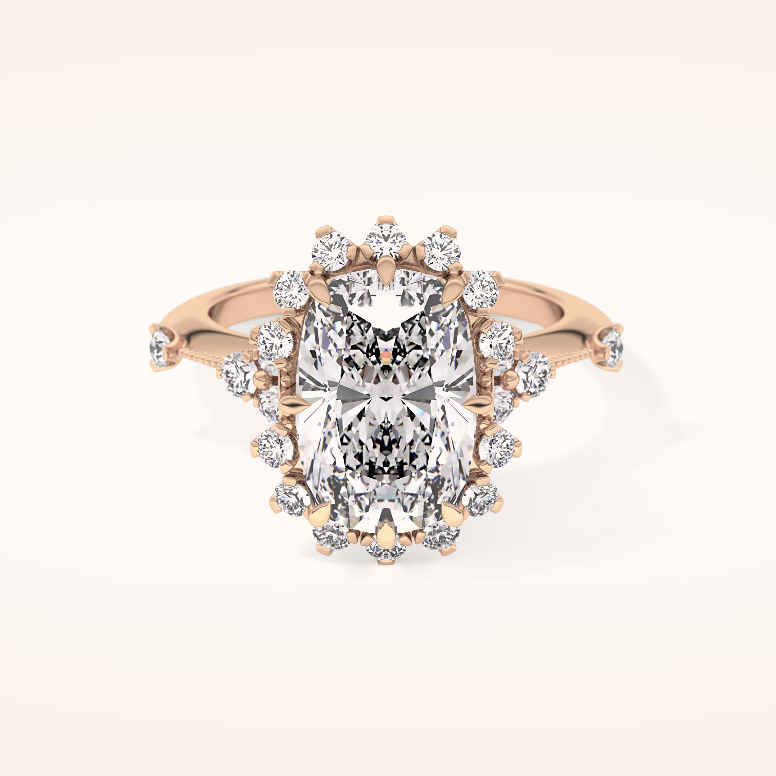4.05 CT Cushion Shaped Halo Moissanite Engagement Ring