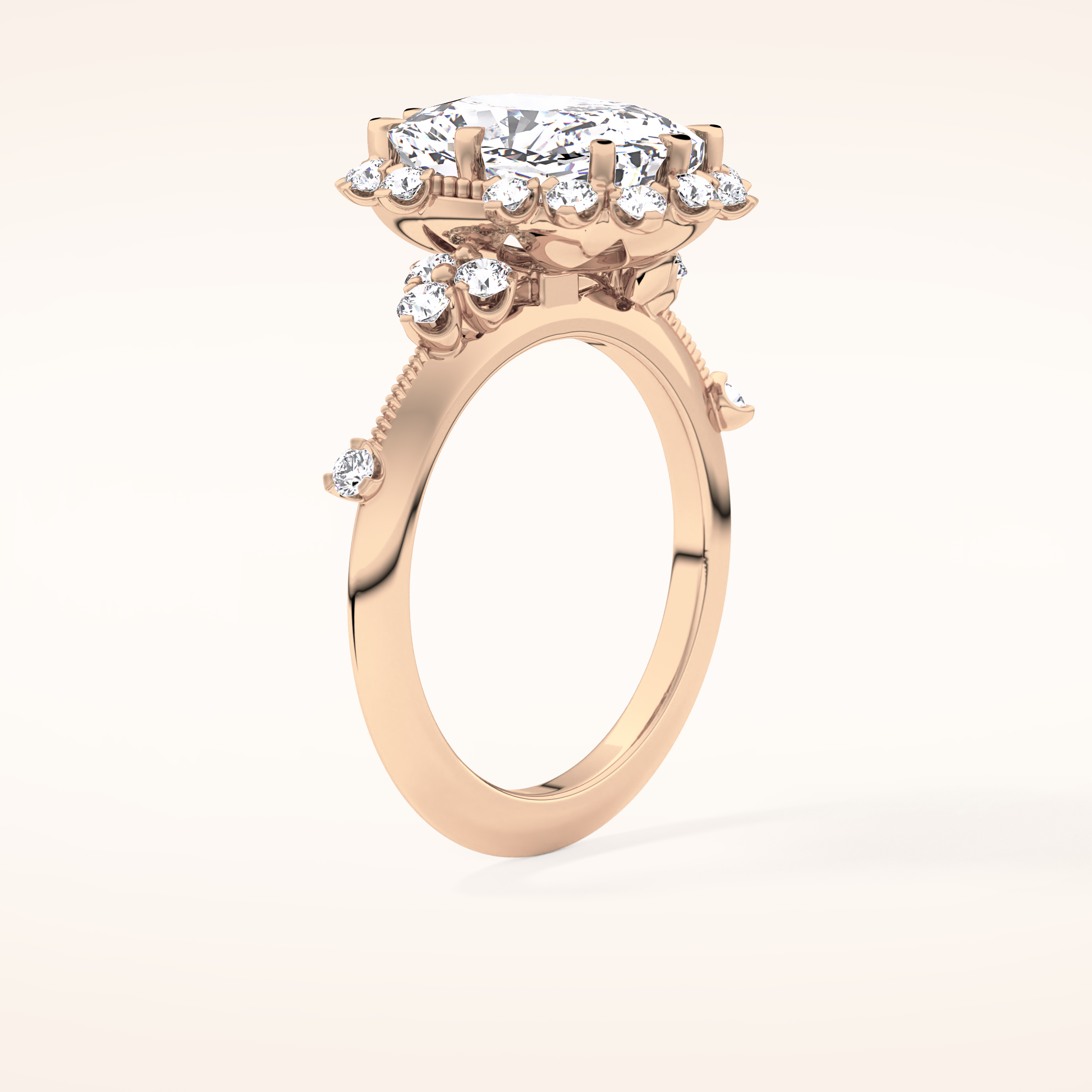 4.05 CT Cushion Shaped Halo Moissanite Engagement Ring