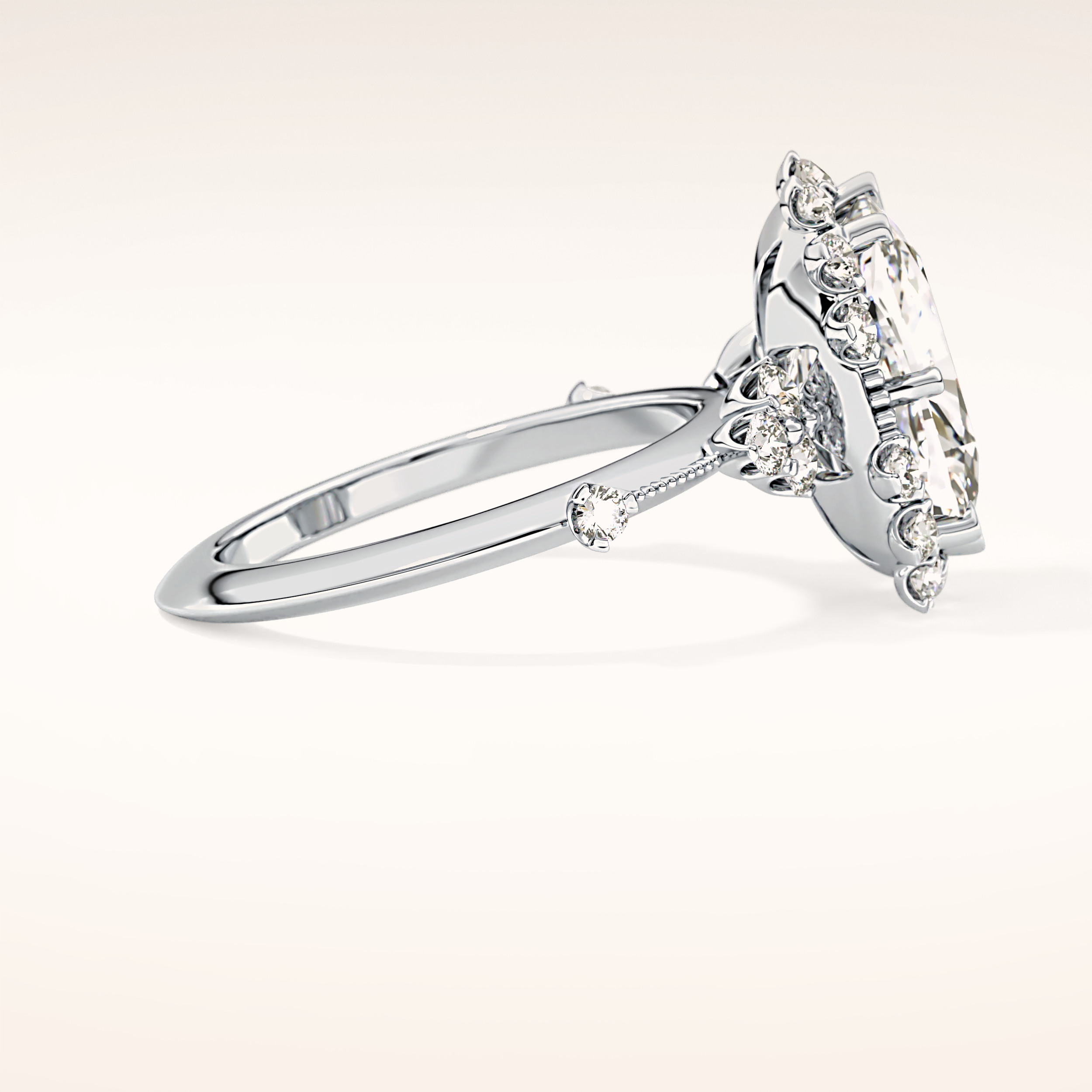 4.05 CT Cushion Shaped Halo Moissanite Engagement Ring