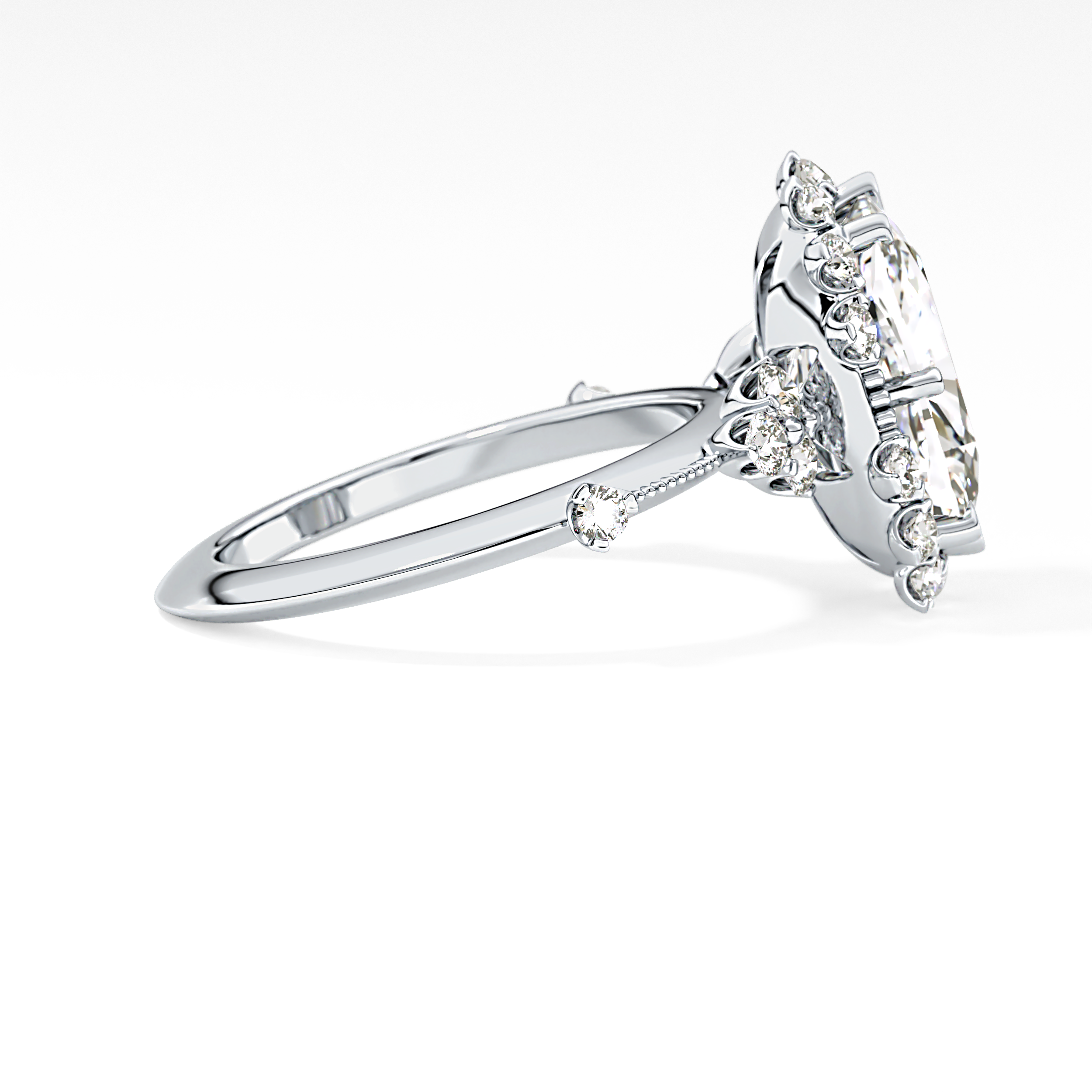 Cushion Halo Lab Grown Diamond Engagement Ring