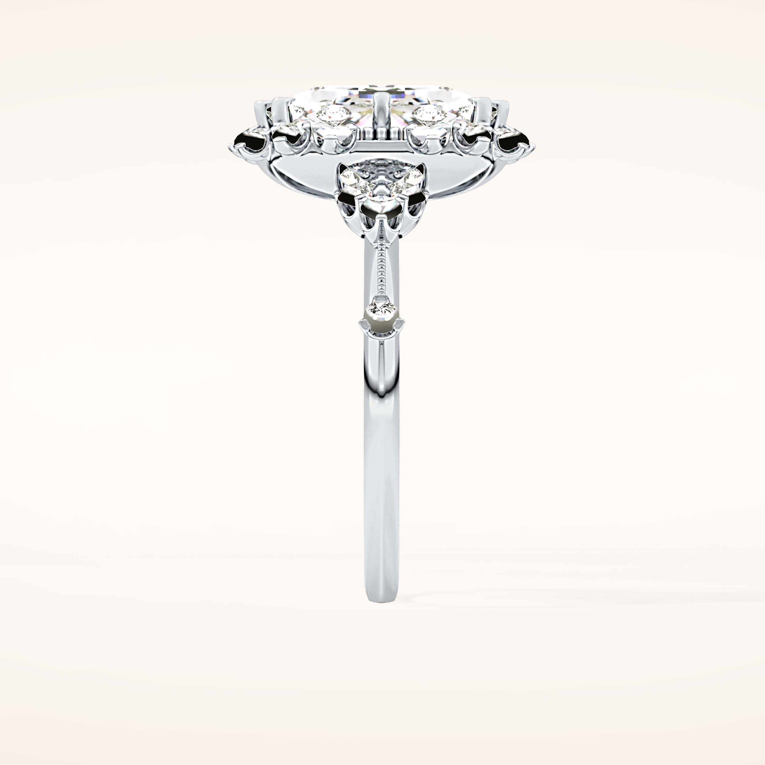 4.05 CT Cushion Shaped Halo Moissanite Engagement Ring