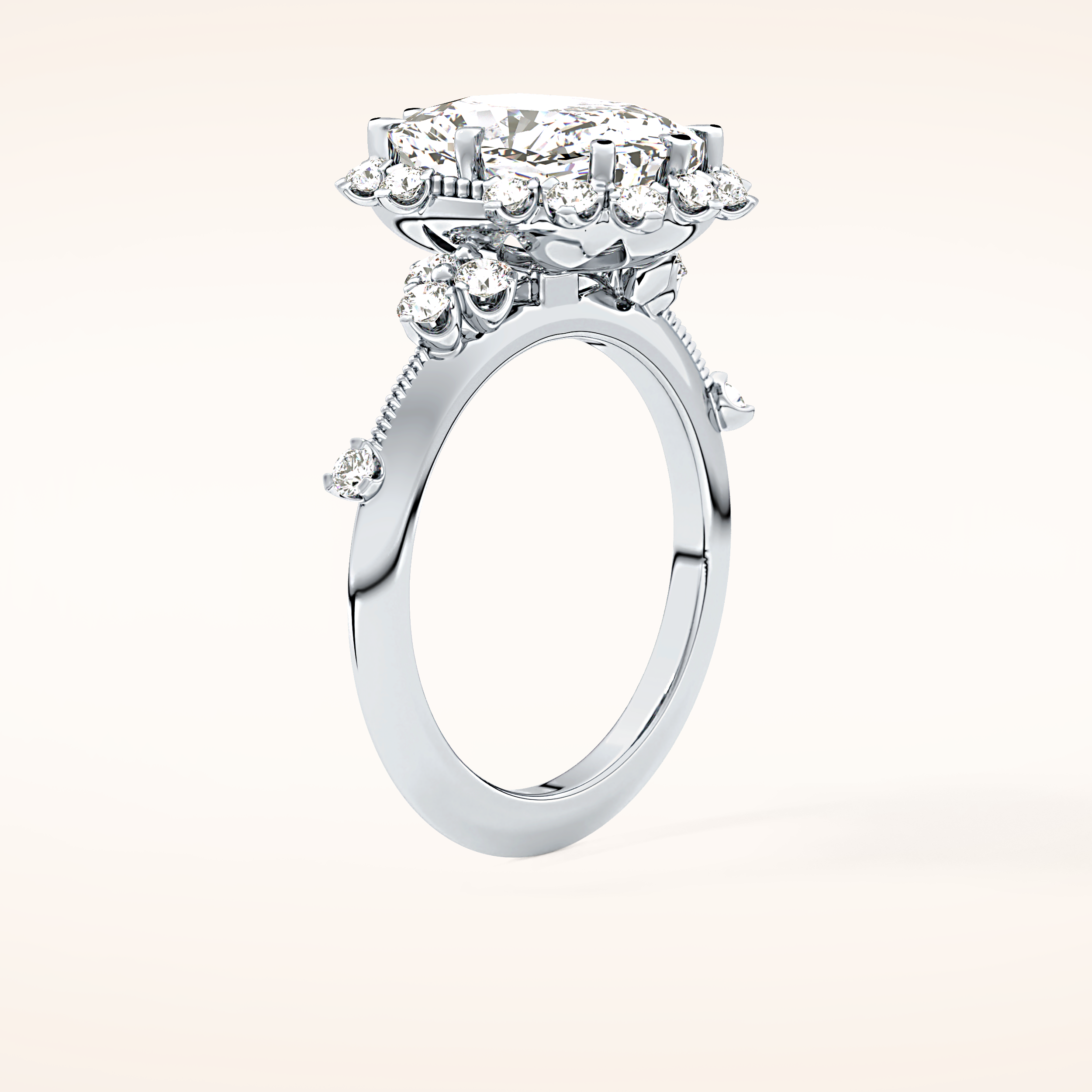 4.05 CT Cushion Shaped Halo Moissanite Engagement Ring